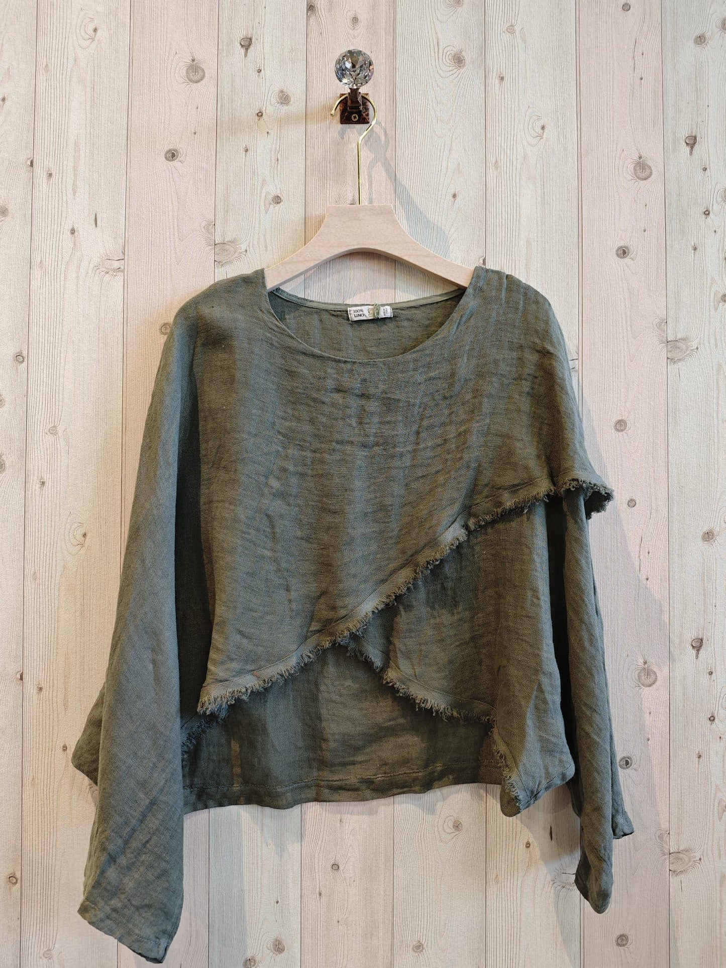 REF 83620 CROSSOVER BLOUSE 100% LINEN: Blank