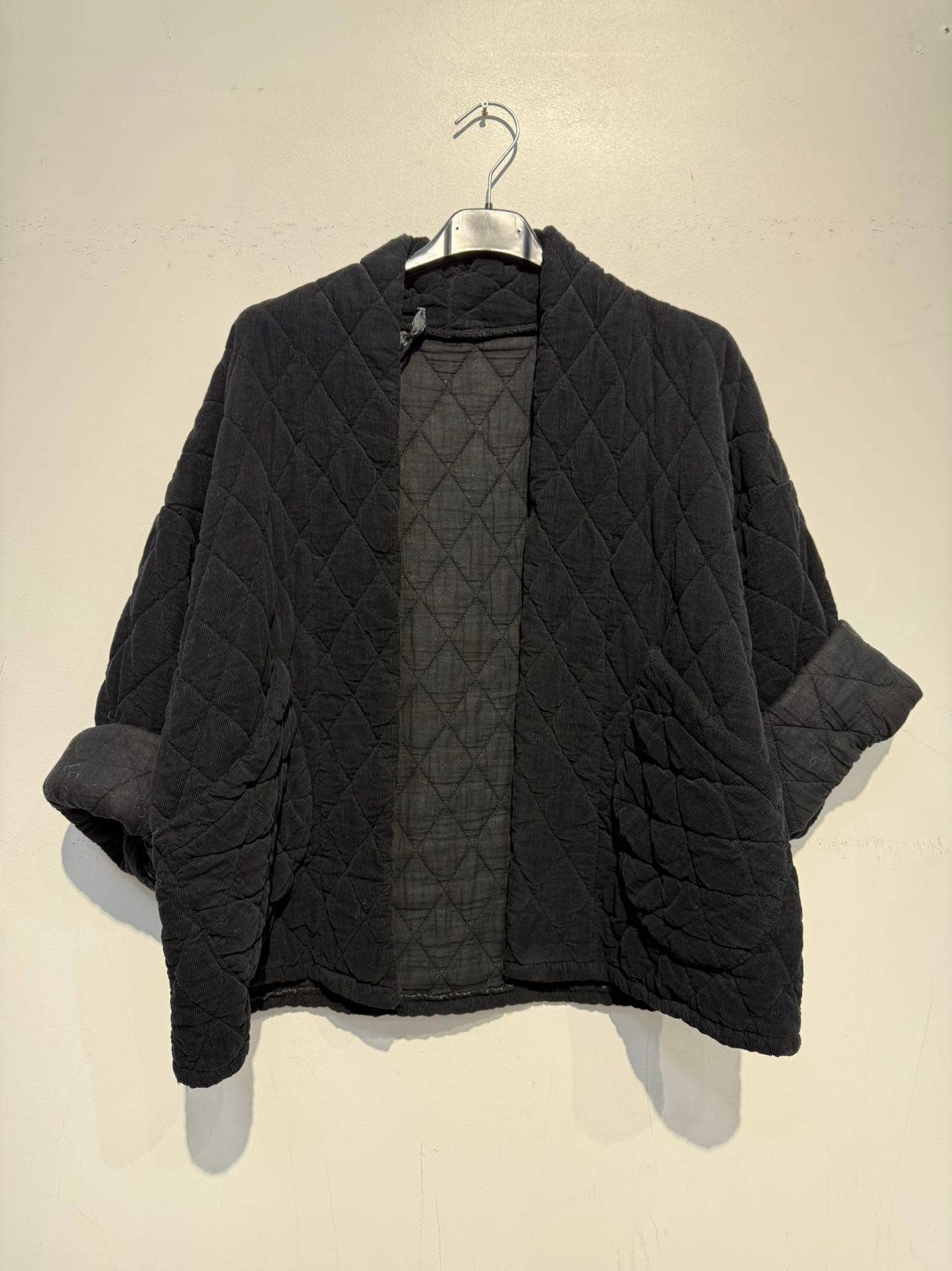 2442-2 velvet quilted jacket: Chocolate