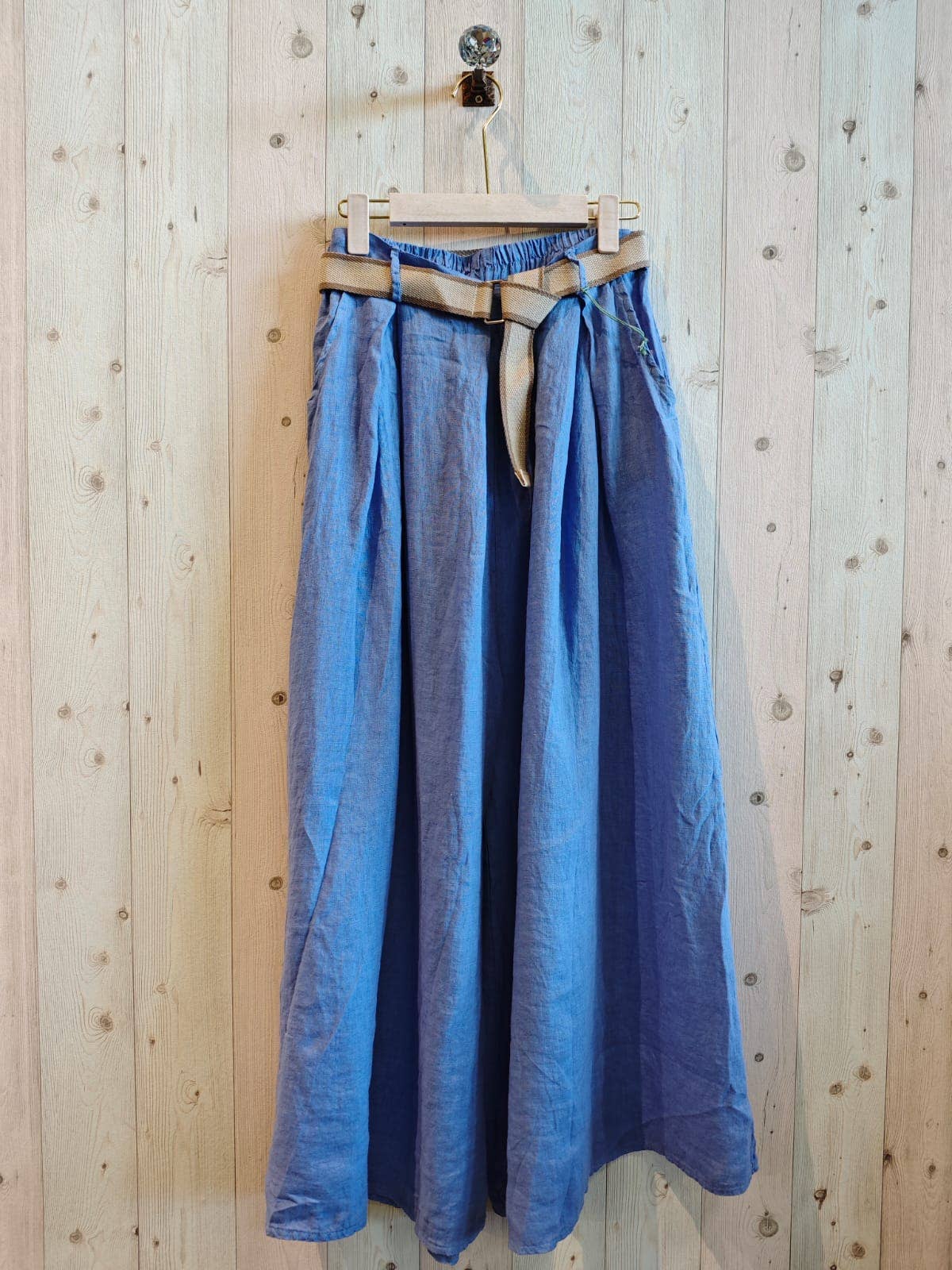 REF 30522 TROUSERS BELT 100% LINEN: Blank