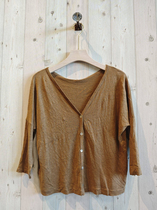 CARDIGAN LINEN 100%: CAMEL