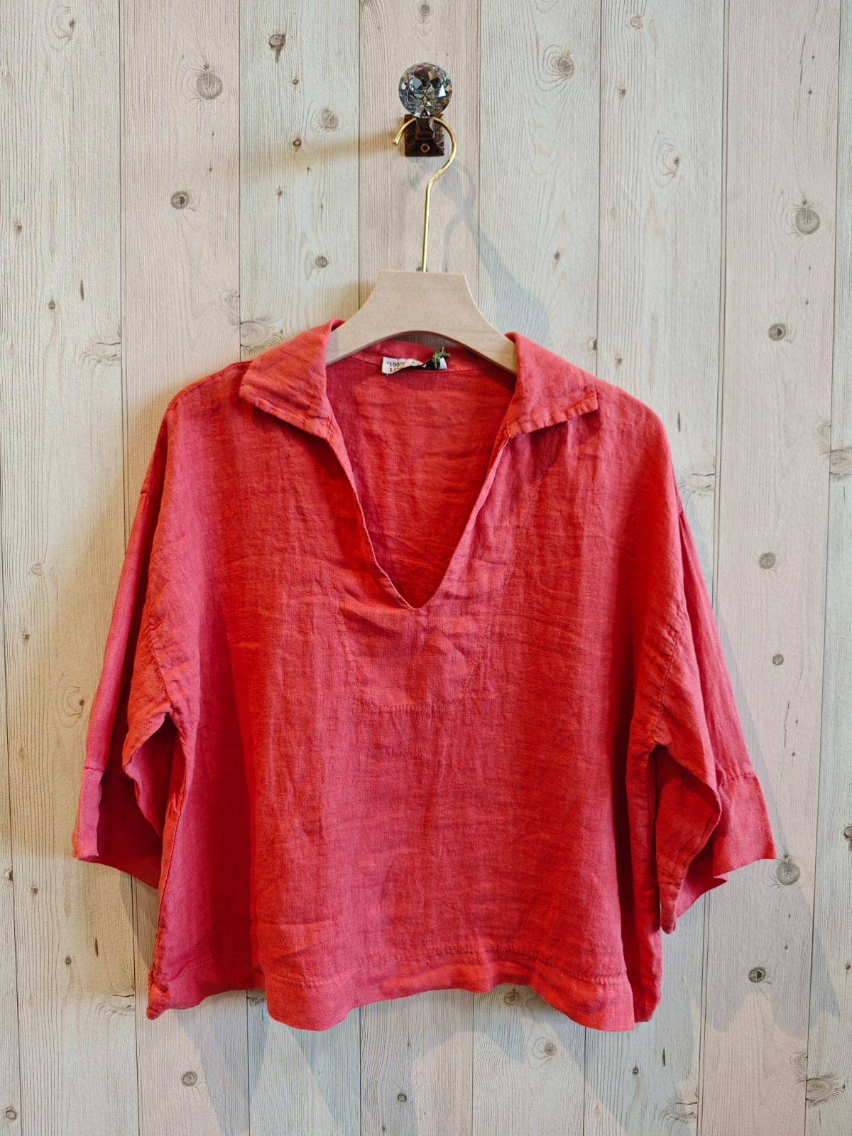 REF 12104 BLOUSE SHIRT COLLAR 100% LINEN: Blank