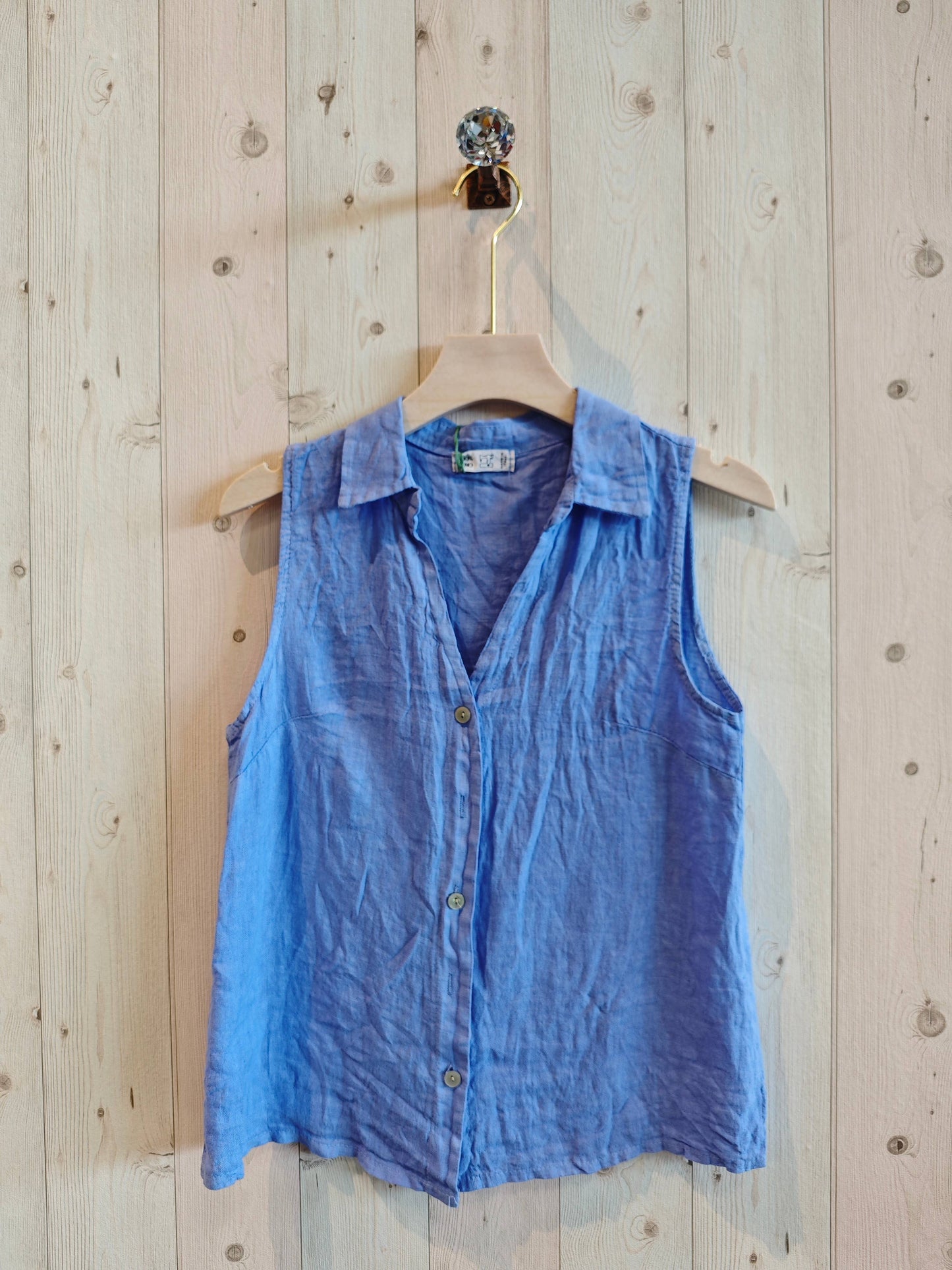 REF 83521 SLEEVELESS SHIRT 100% LINEN: Mole