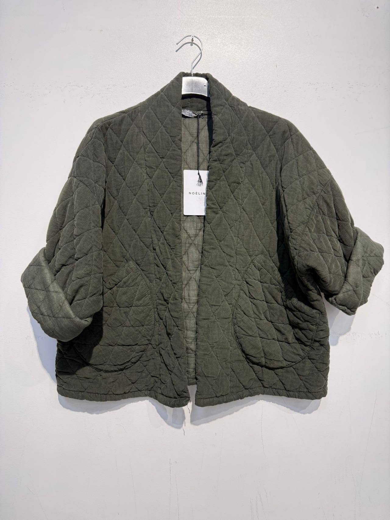 2442-2 velvet quilted jacket: Camel