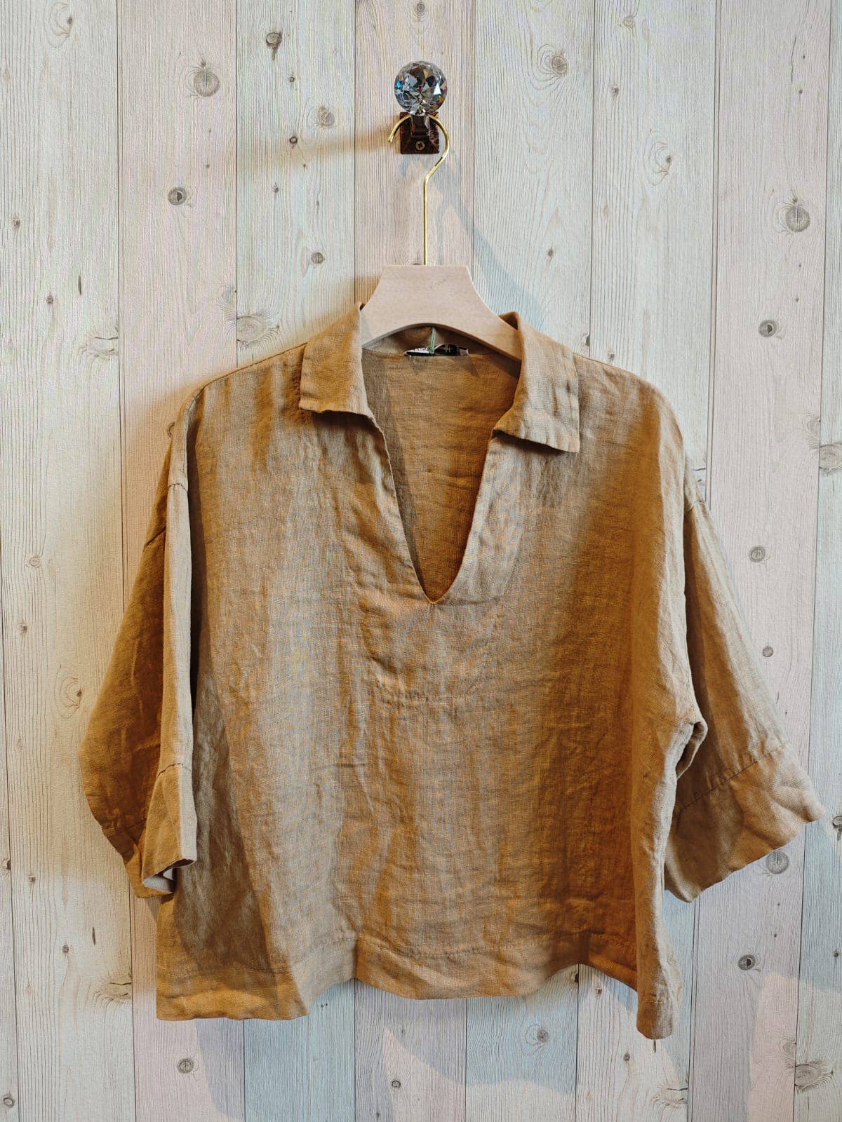 REF 12104 BLOUSE SHIRT COLLAR 100% LINEN: Blank