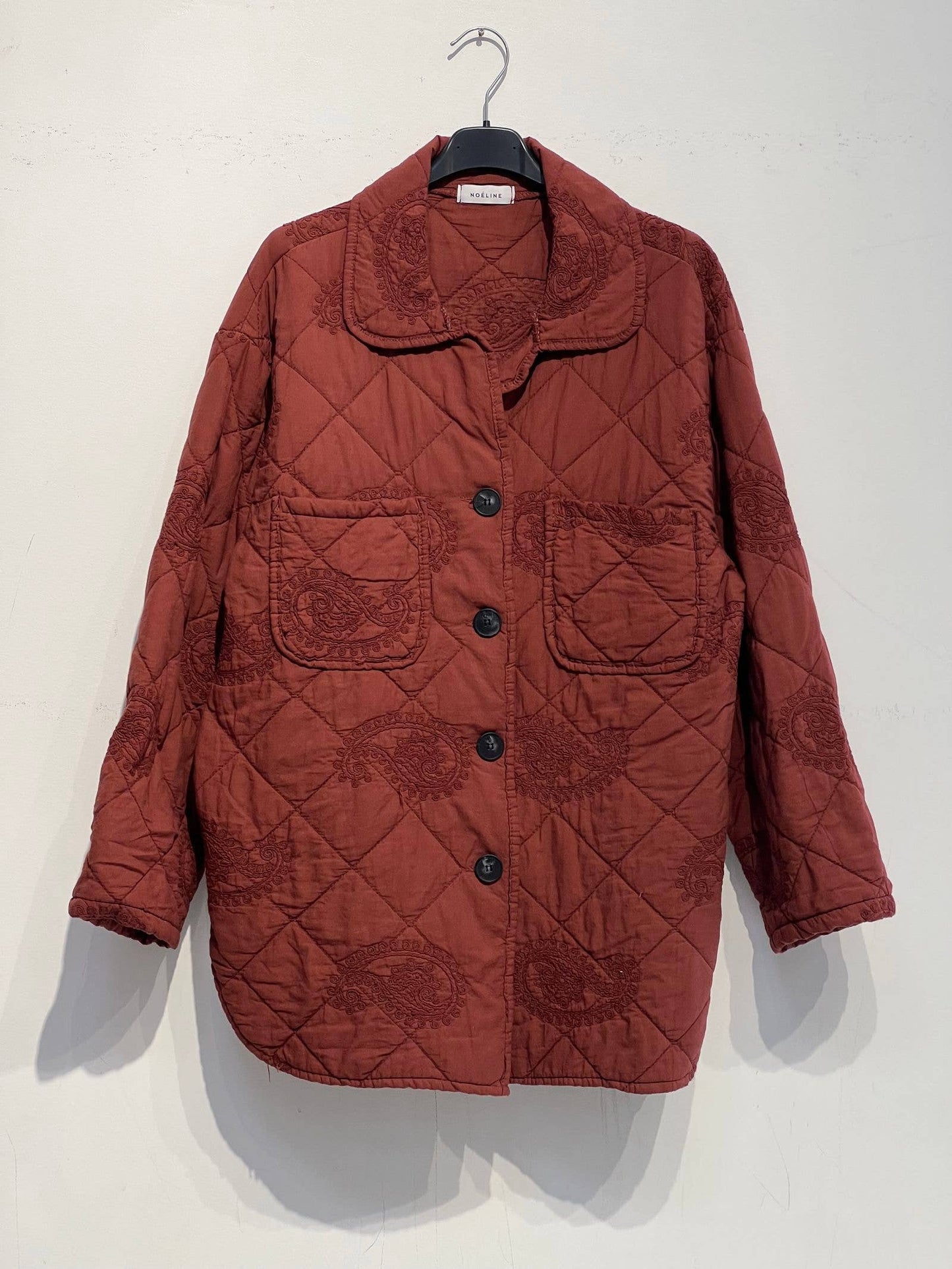 Embroidered quilted jacket 2444: Taupe