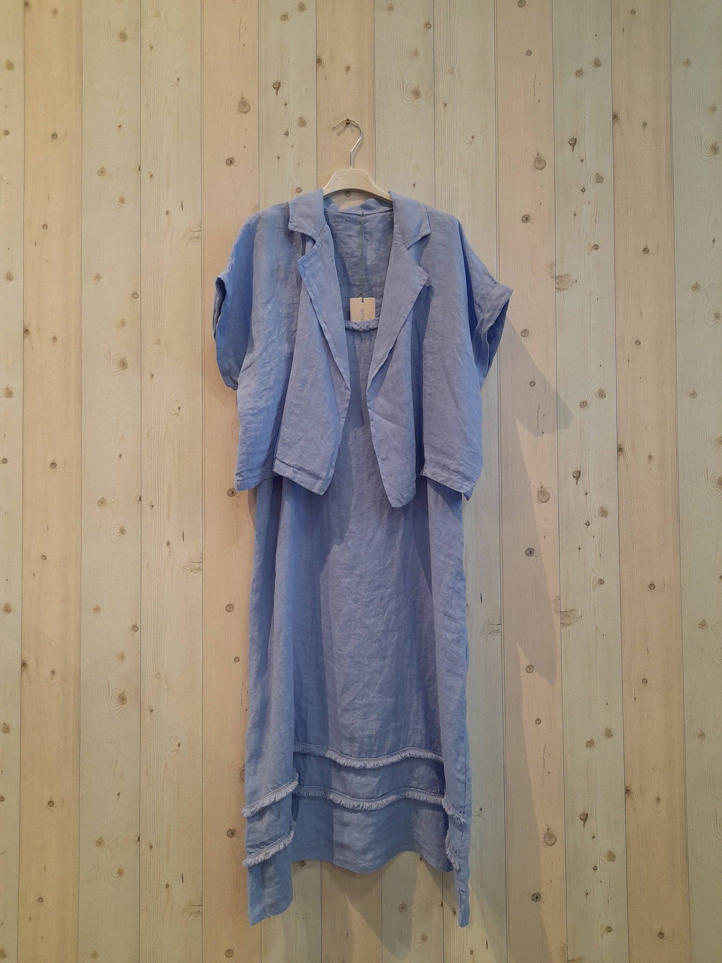 REF 17191 BLAZER AND STRAPPY DRESS SET 100% LINEN: BLANK