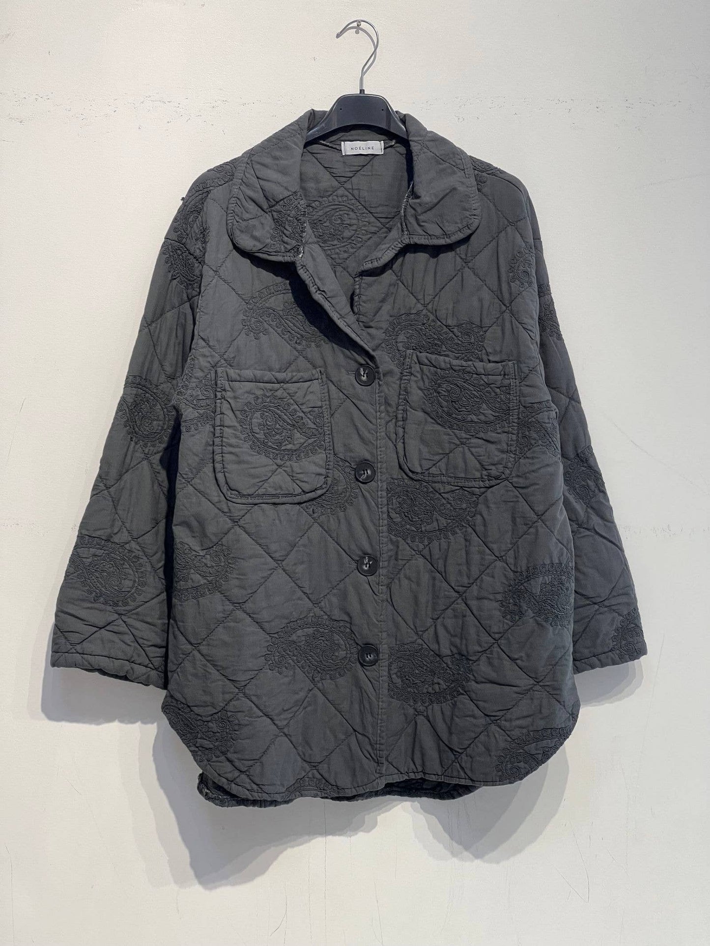 Embroidered quilted jacket 2444: Chocolate