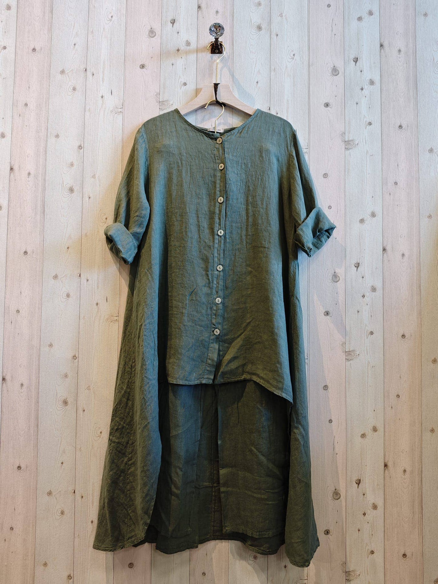 REF 17261 SET BLOUSE AND LINEN PANTS 100%: BEIGE