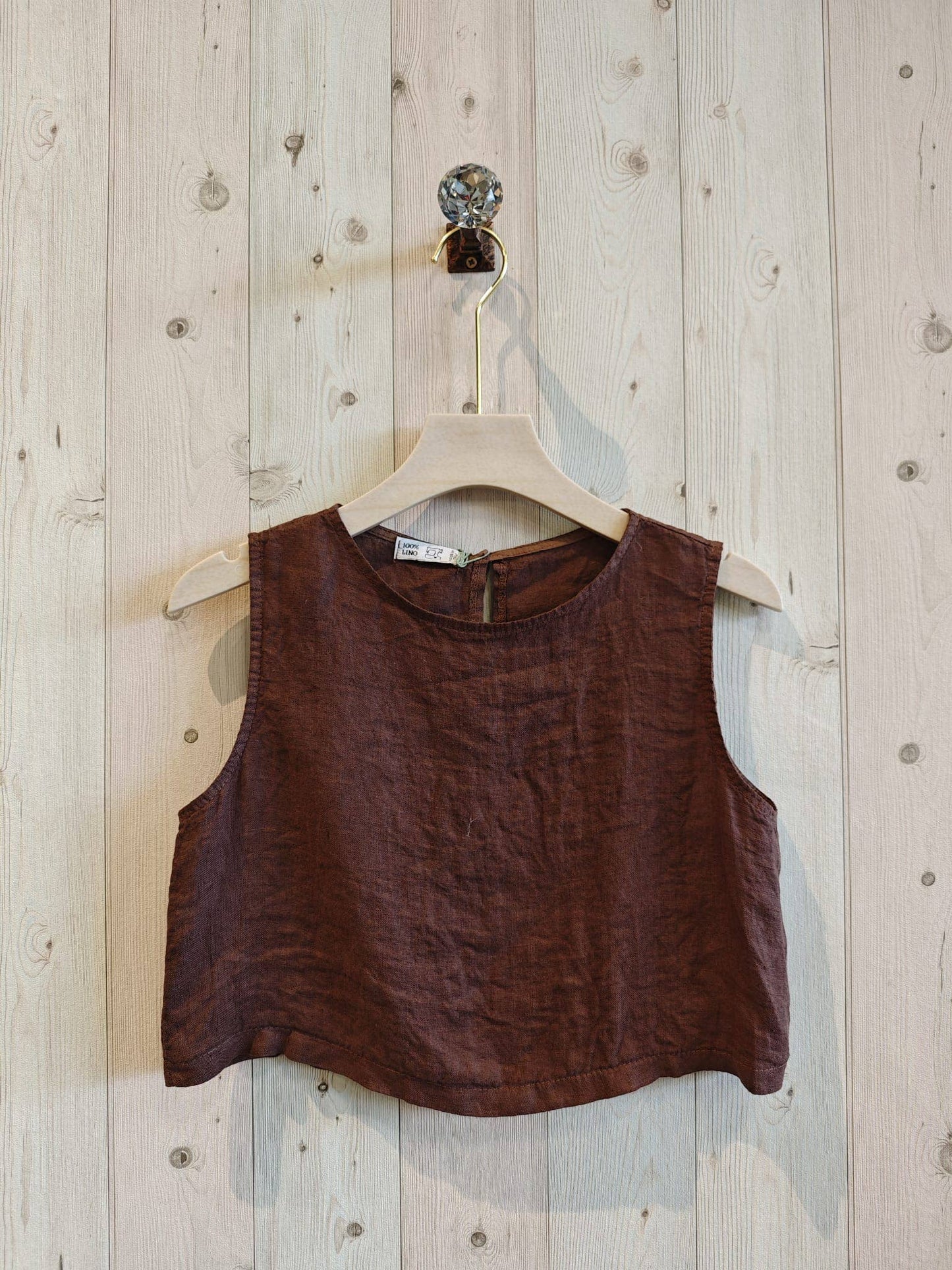 REF 33204 100% LINEN TOP: Camel