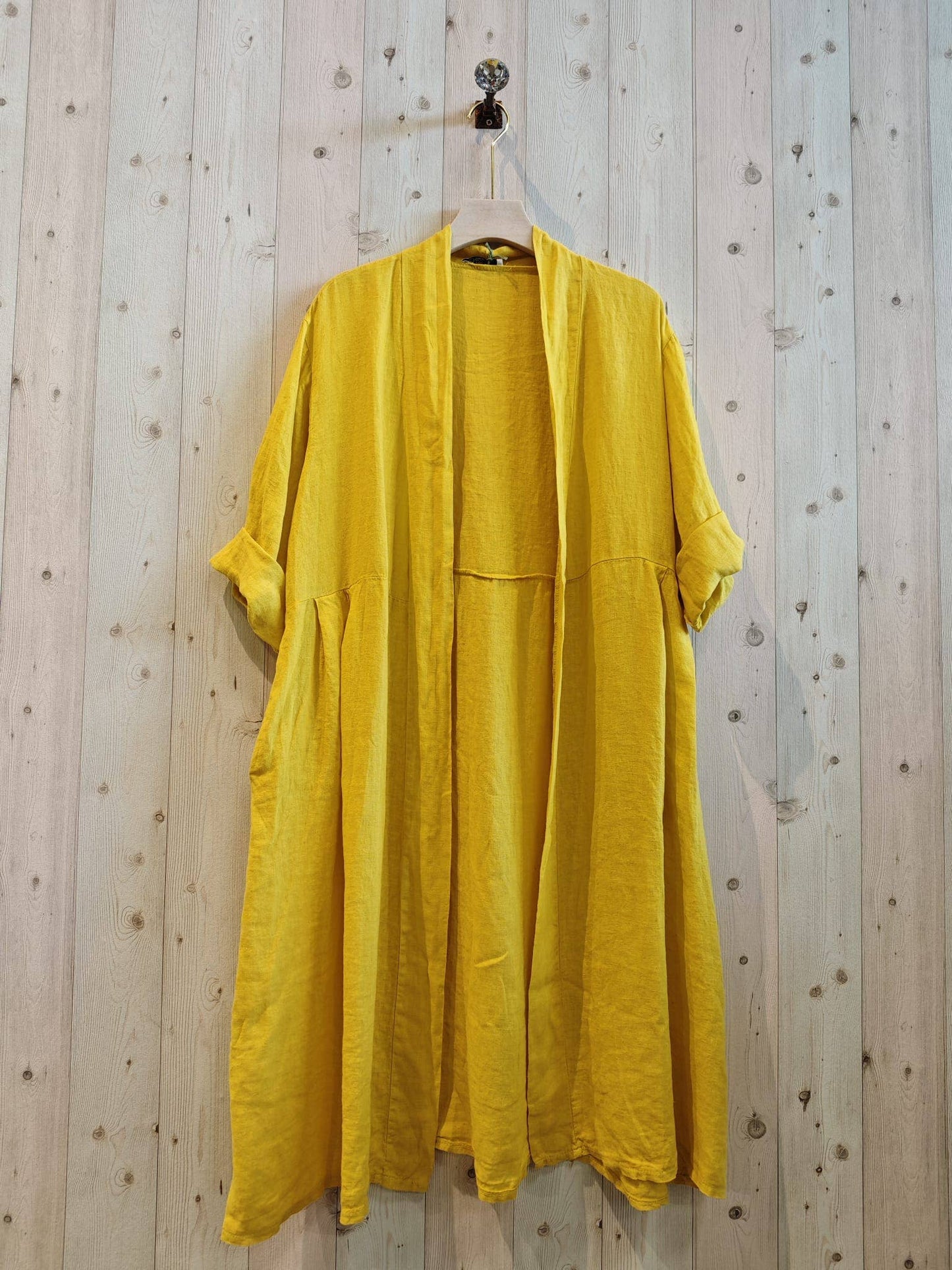 REF 17260 LONG CARDIGAN 100% LINEN: Blue