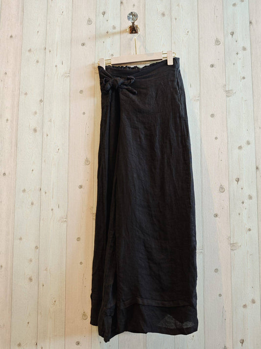TROUSERS WITH LINEN TIE 100%: BLACK
