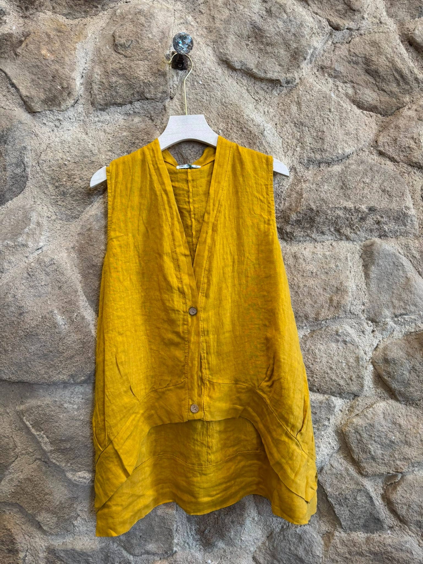 Ref-83679 SLEEVELESS BLOUSE 100% LINEN: Negro