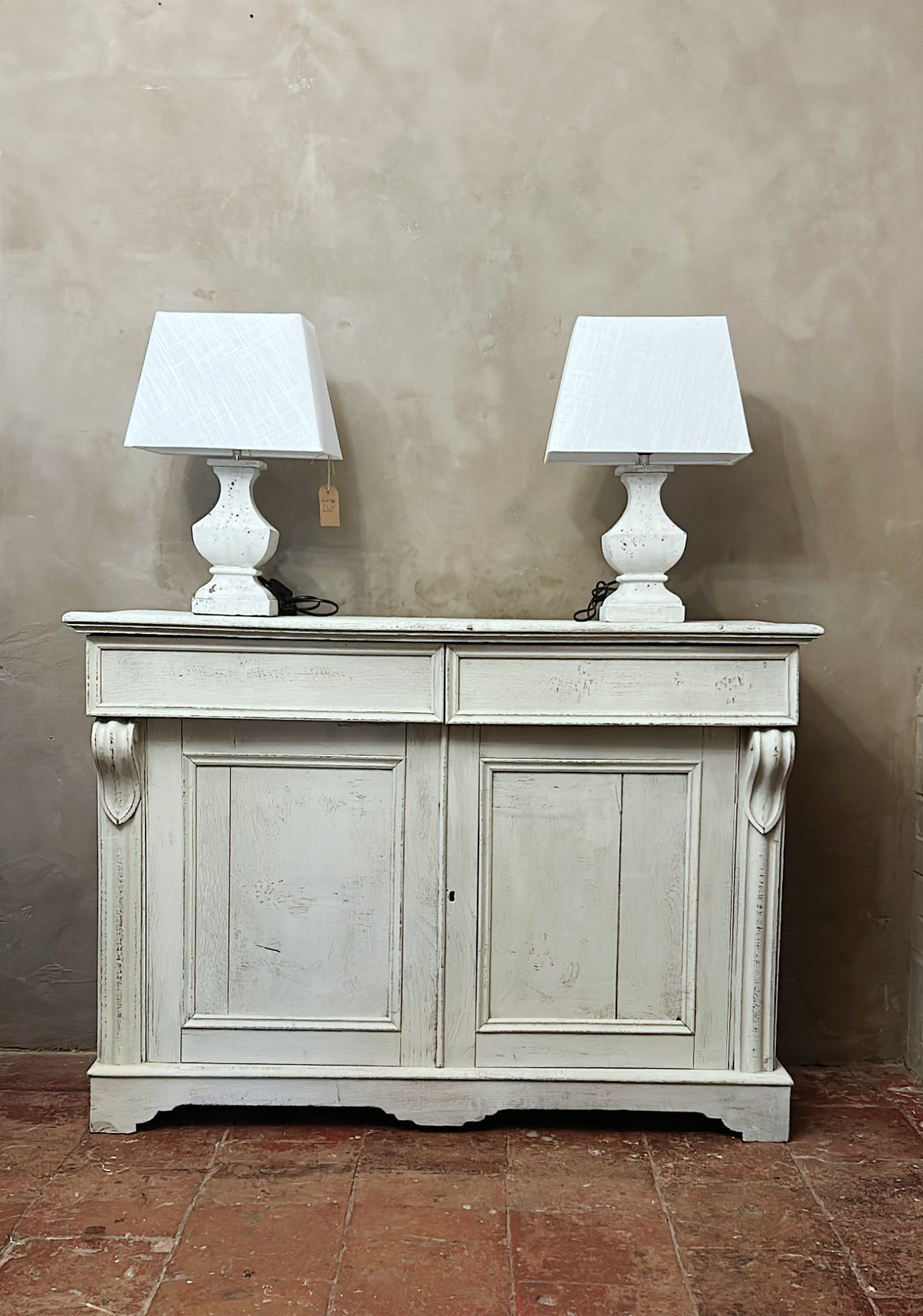 Antique painted sideboard - cupboard old linen