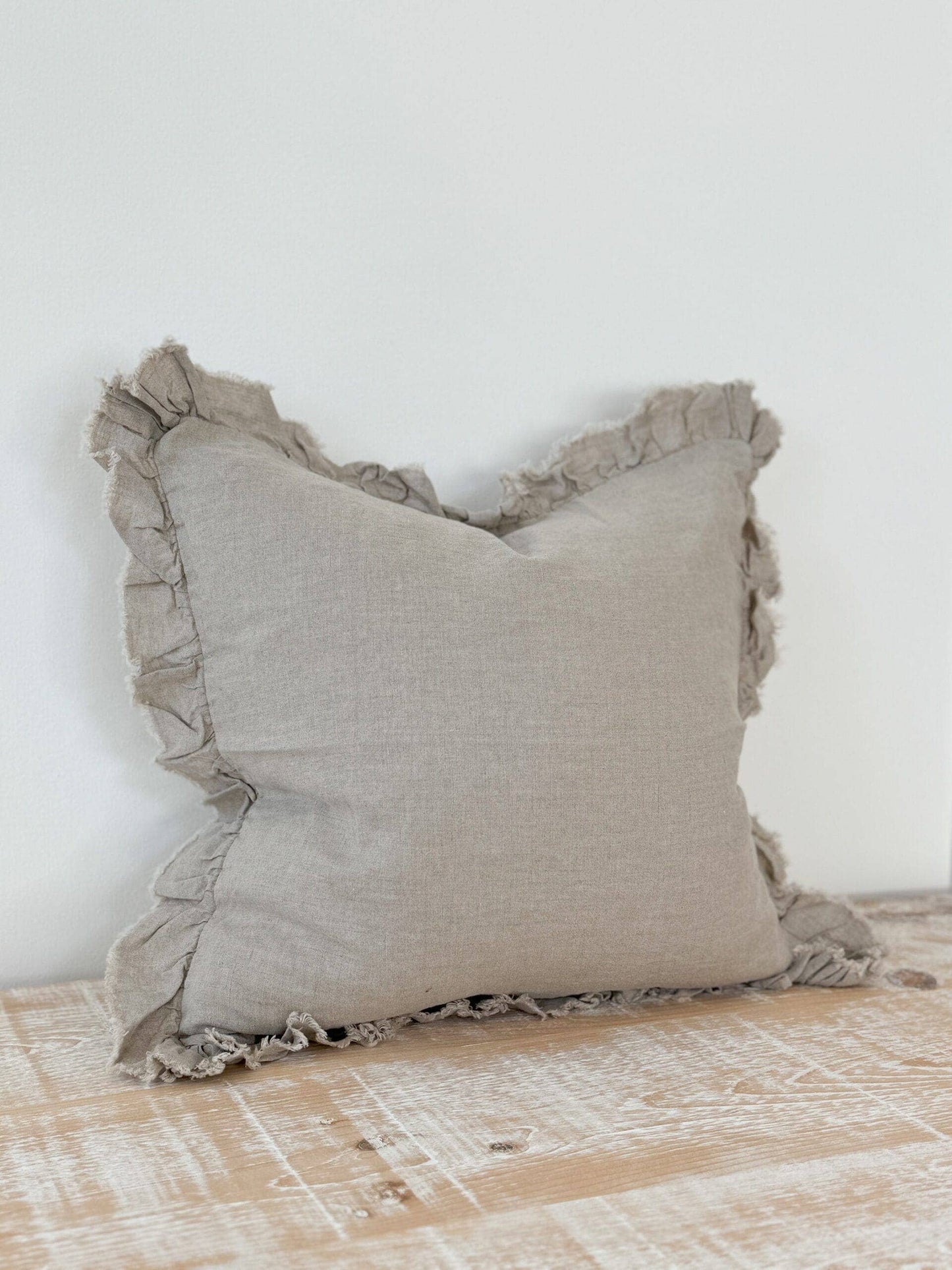 Hallie Ruffled Linen Cushion Cover – Natural 65x65cm