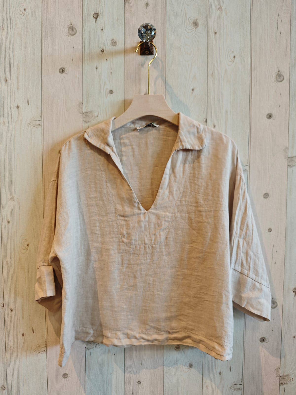 REF 12104 BLOUSE SHIRT COLLAR 100% LINEN: Blank