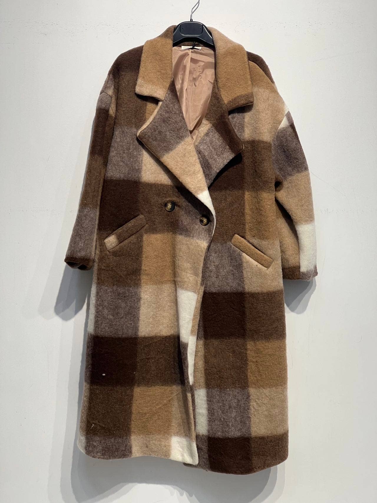 Plaid wool coat 60705-3: Black