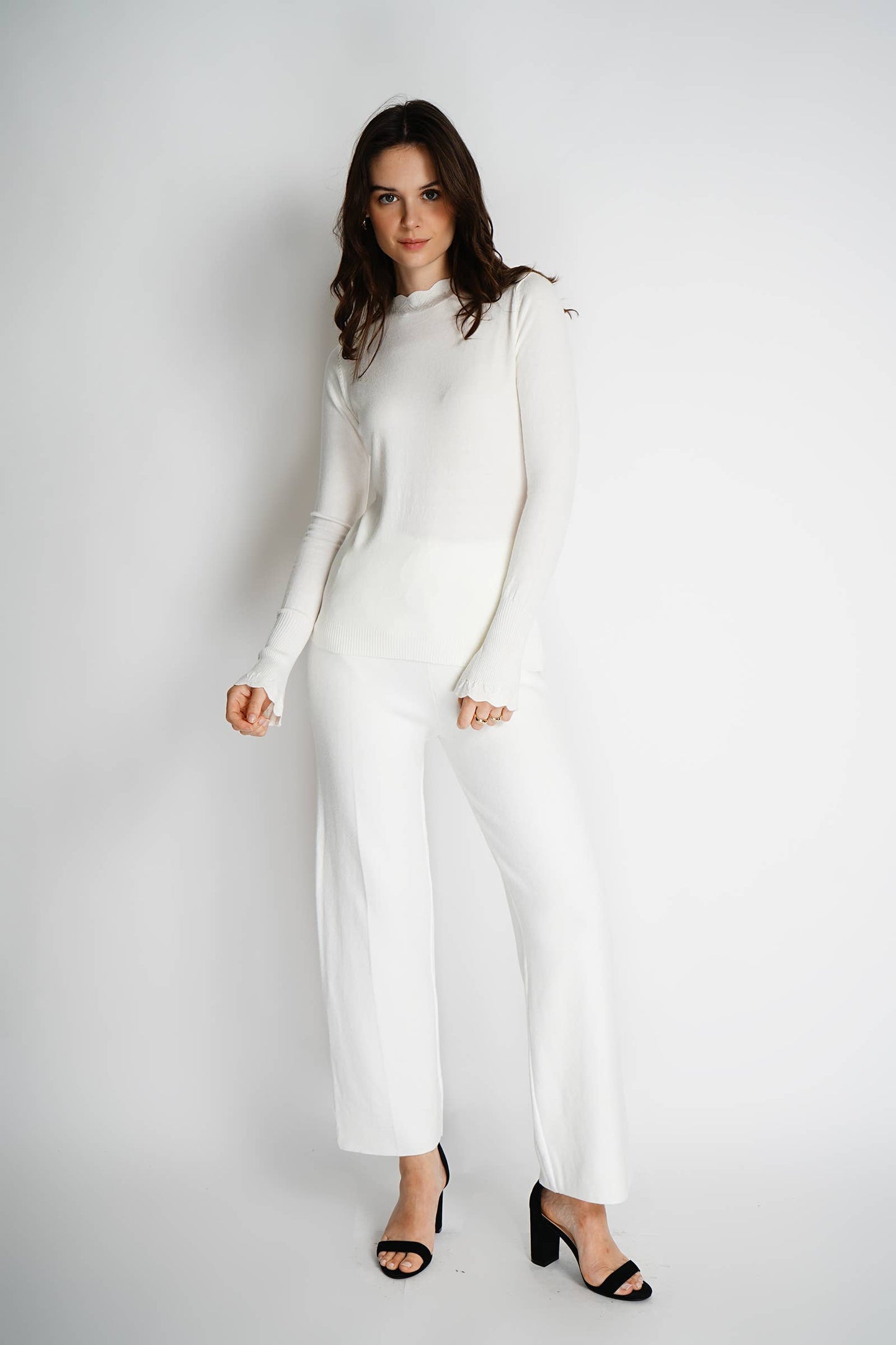 Straight knit pants 25601: Taupe
