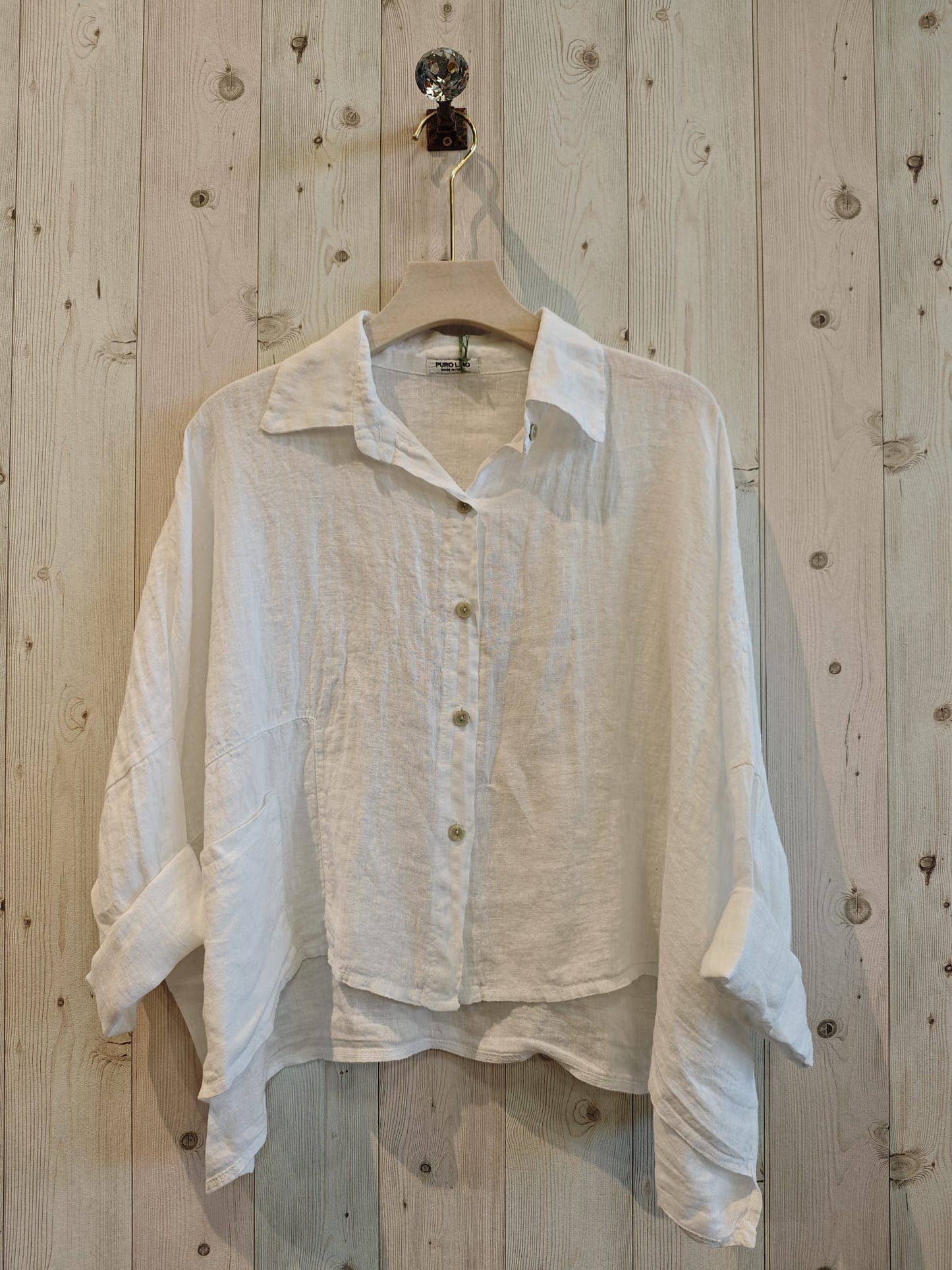SHORT LINEN SHIRT 100%: Blank