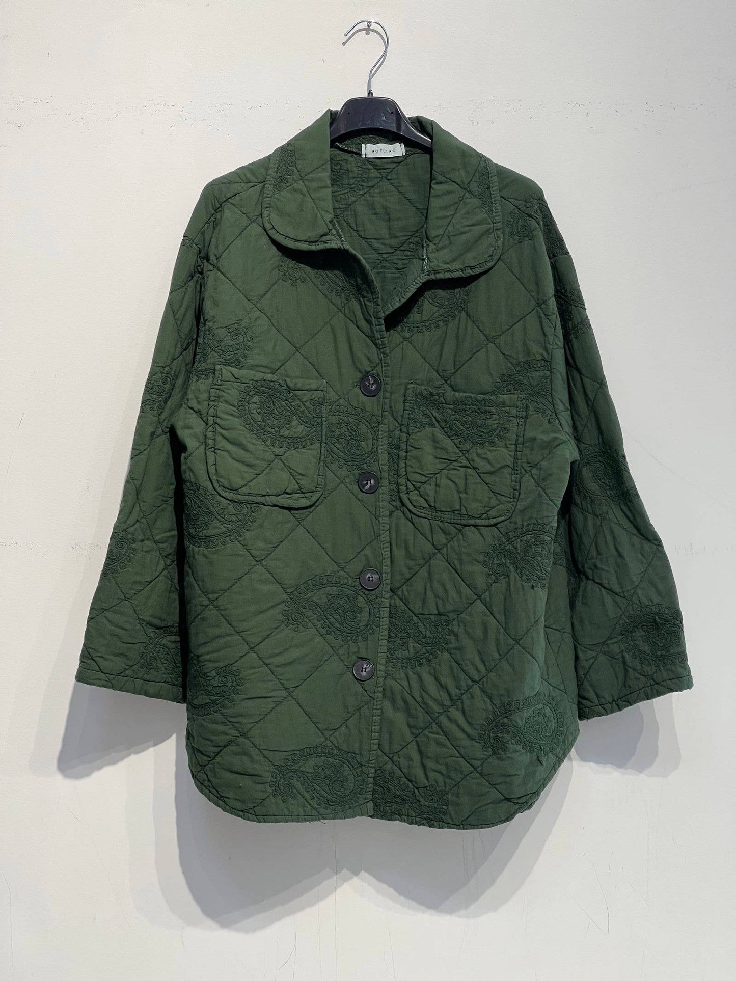 Embroidered quilted jacket 2444: Taupe