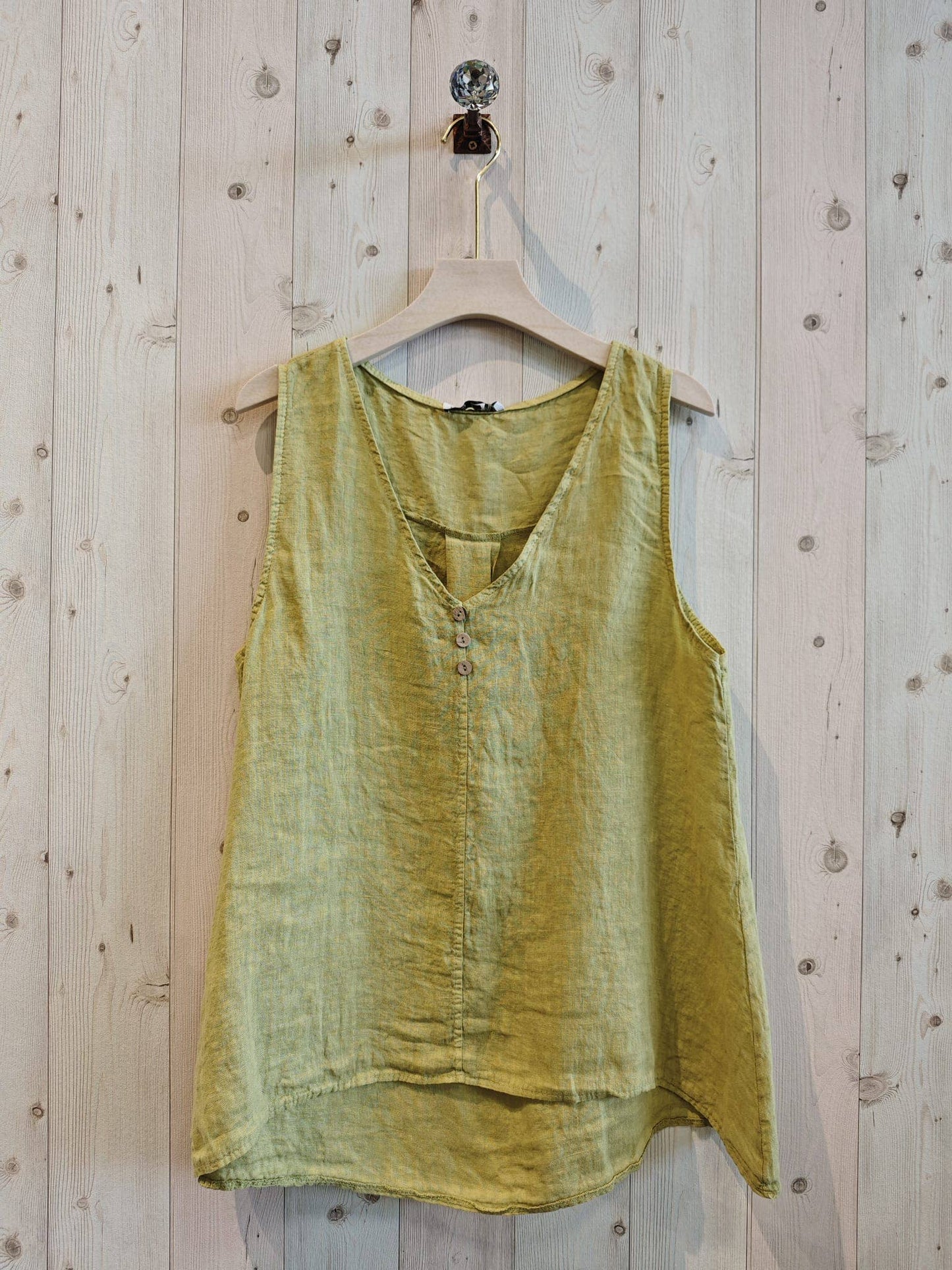 REF 12116 LONG 100% LINEN T-SHIRT: CAMEL