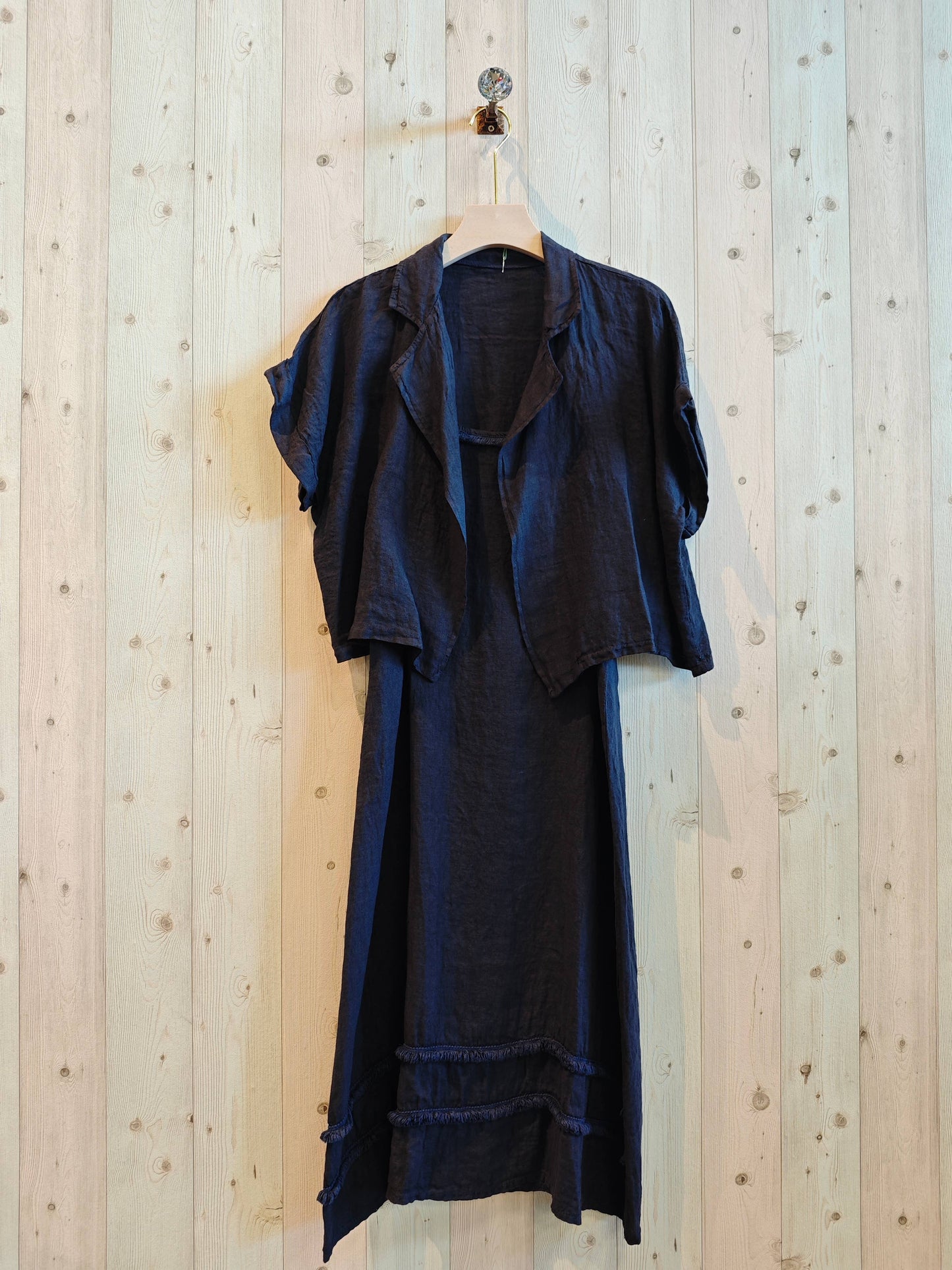 REF 17191 BLAZER AND STRAPPY DRESS SET 100% LINEN: BLANK