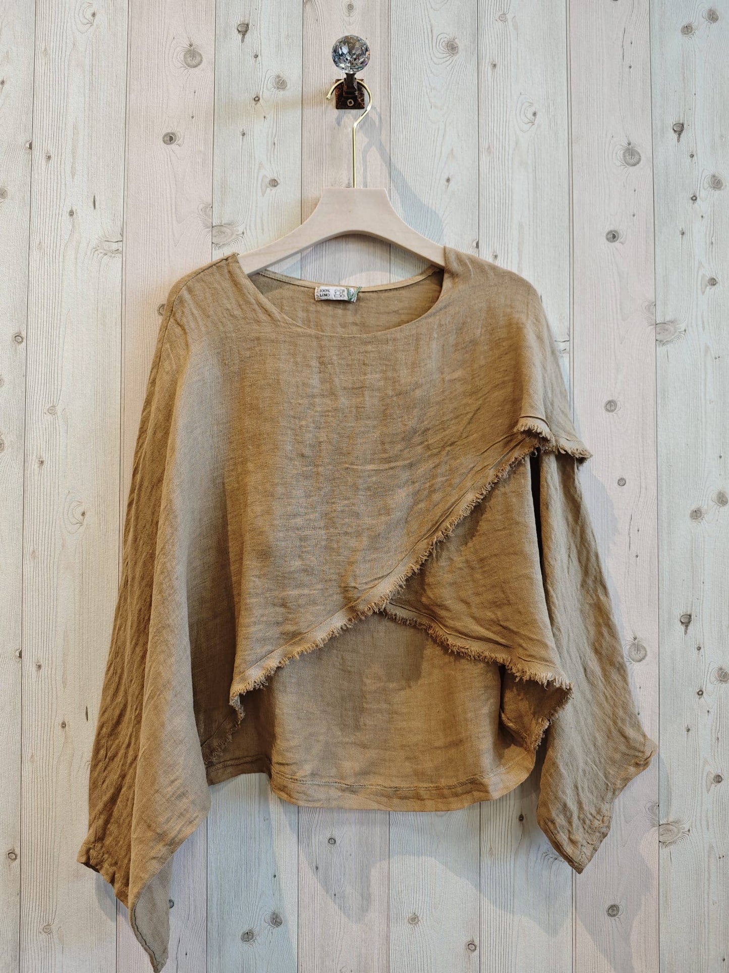 REF 83620 CROSSOVER BLOUSE 100% LINEN: Blank