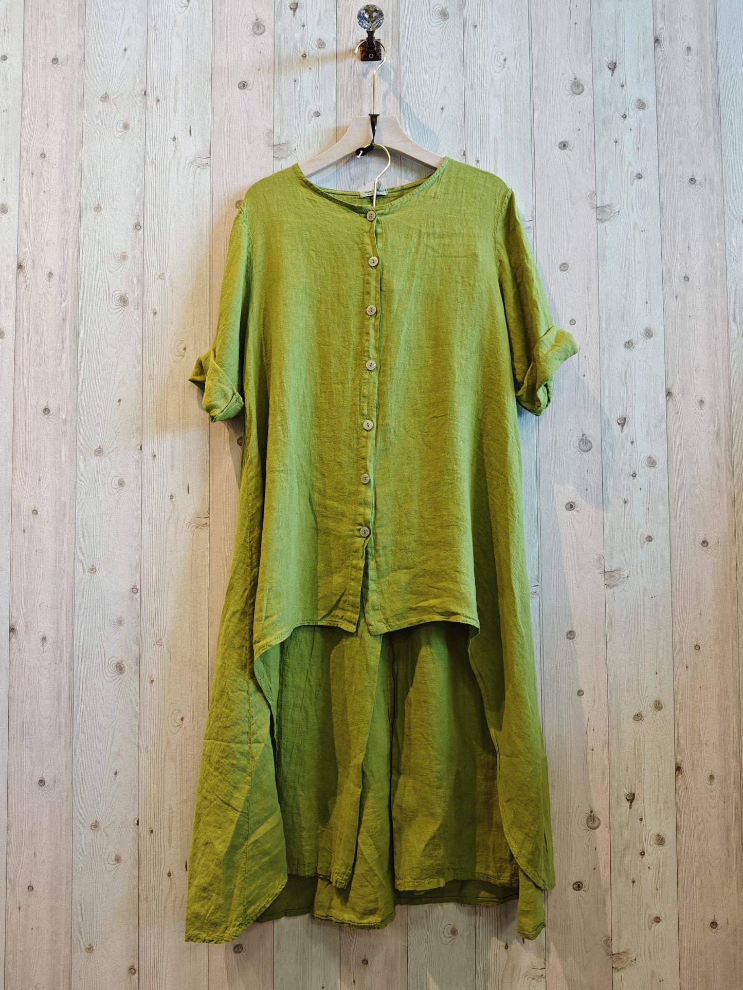 REF 17261 SET BLOUSE AND LINEN PANTS 100%: BEIGE
