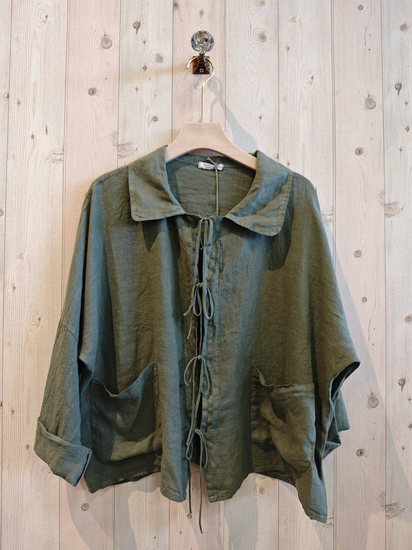REF 17740 BABY COLLAR BLOUSE, OPEN 100% LINEN: Blank