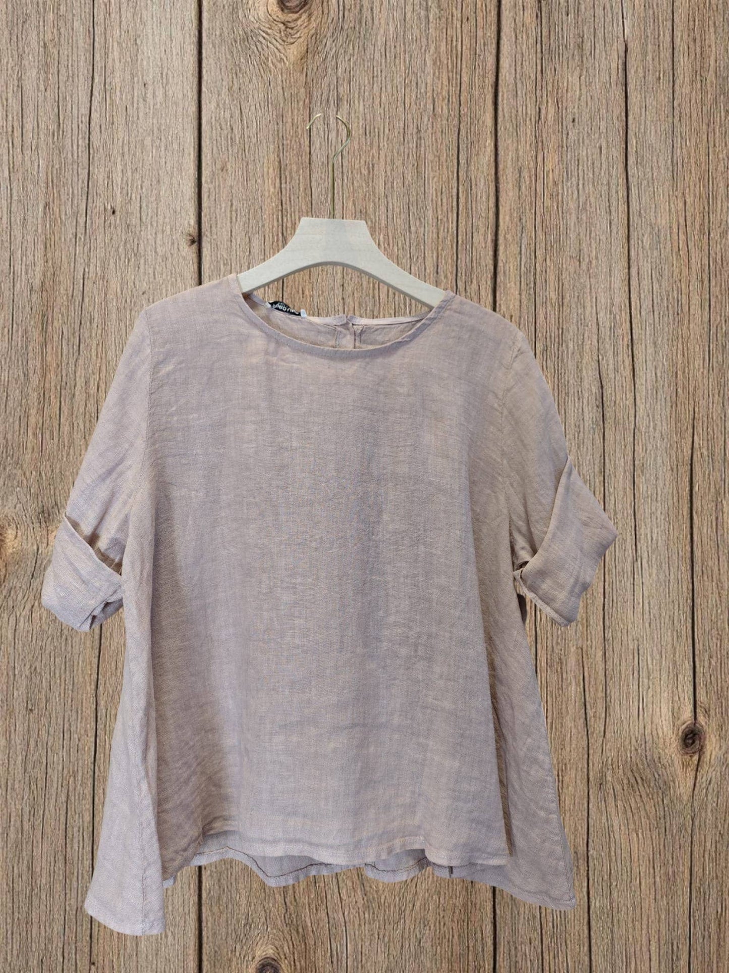 Ref-59100 LONG-SLEEVE BLOUSE 100% LINEN: Black