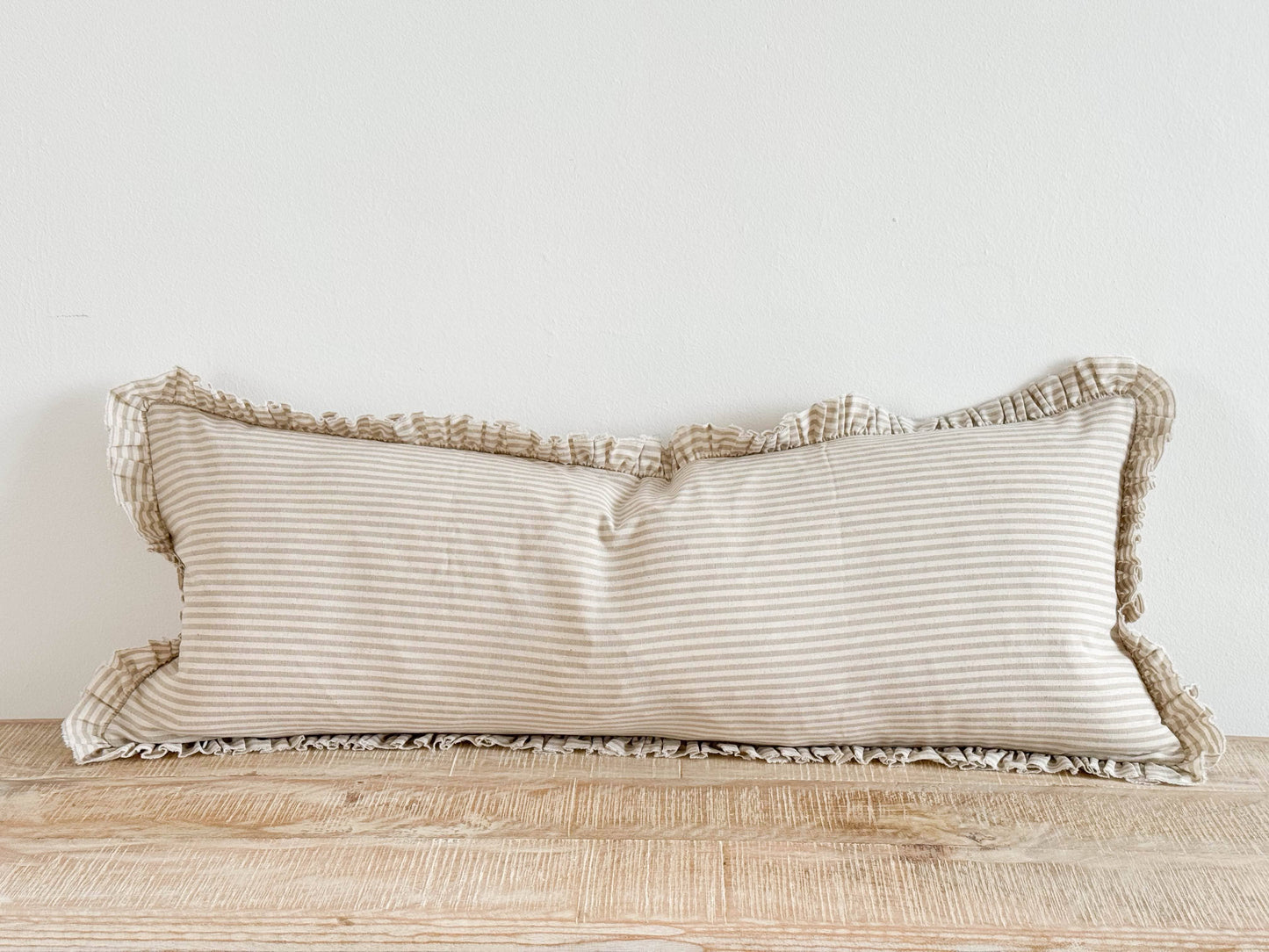 Darcy Cotton Cushion Cover 80x30 - Beige & Cream