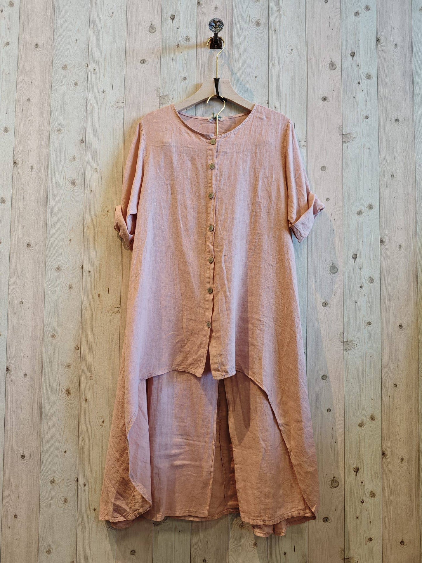 REF 17261 SET BLOUSE AND LINEN PANTS 100%: BEIGE