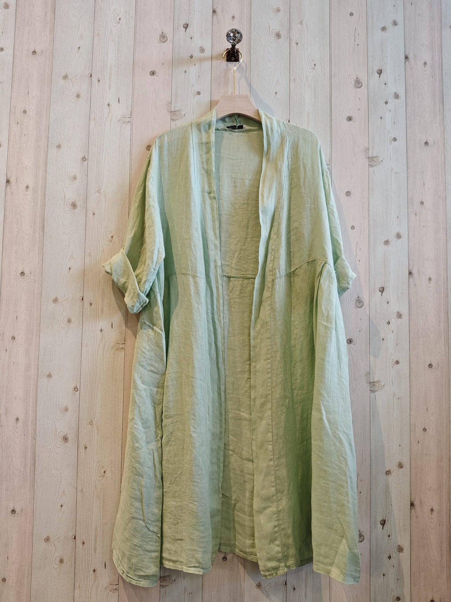 REF 17260 LONG CARDIGAN 100% LINEN: BEIGE