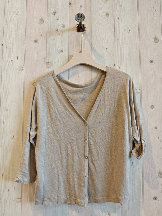 CARDIGAN LINEN 100%: BEIGE