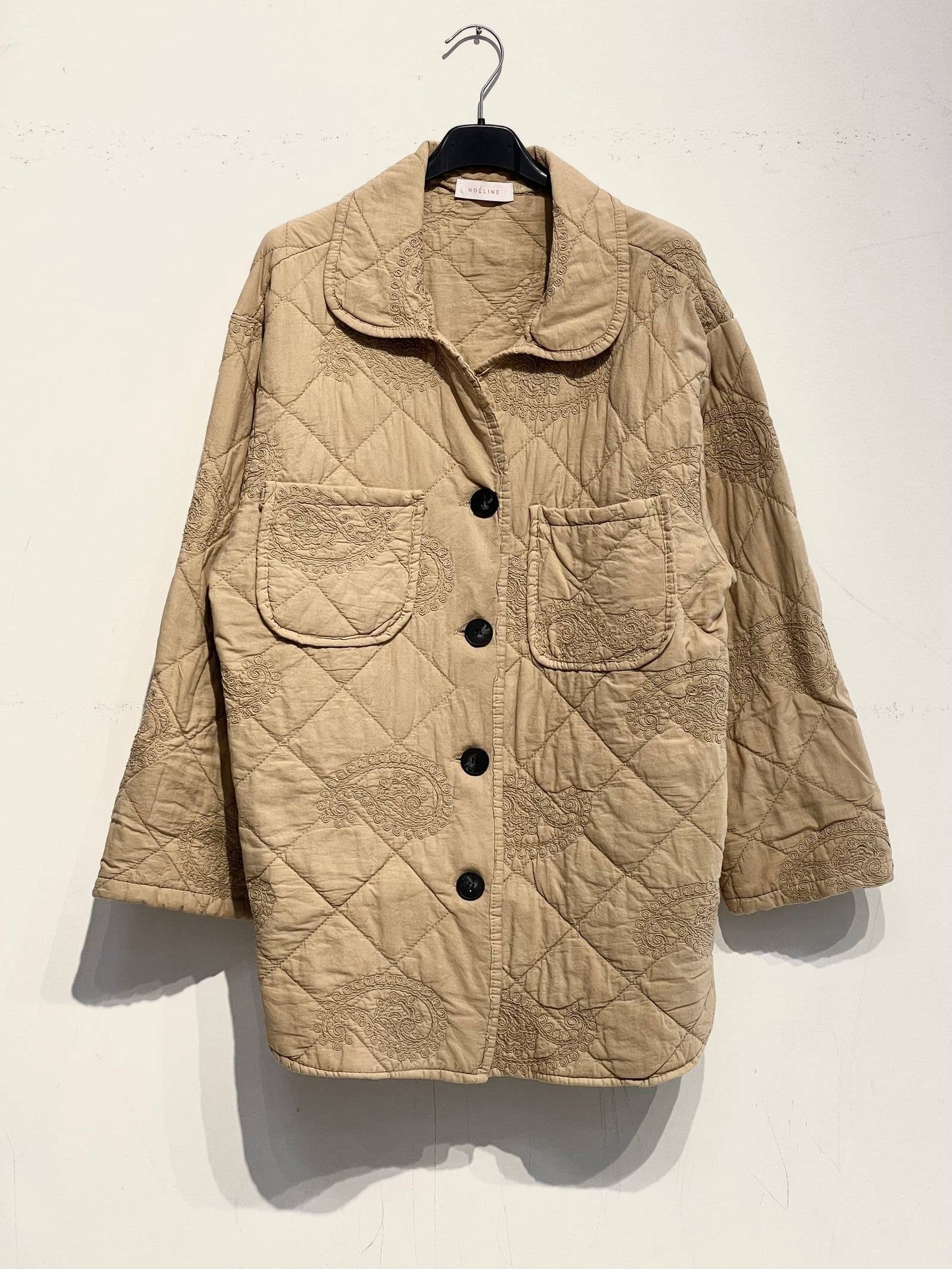 Embroidered quilted jacket 2444: Taupe