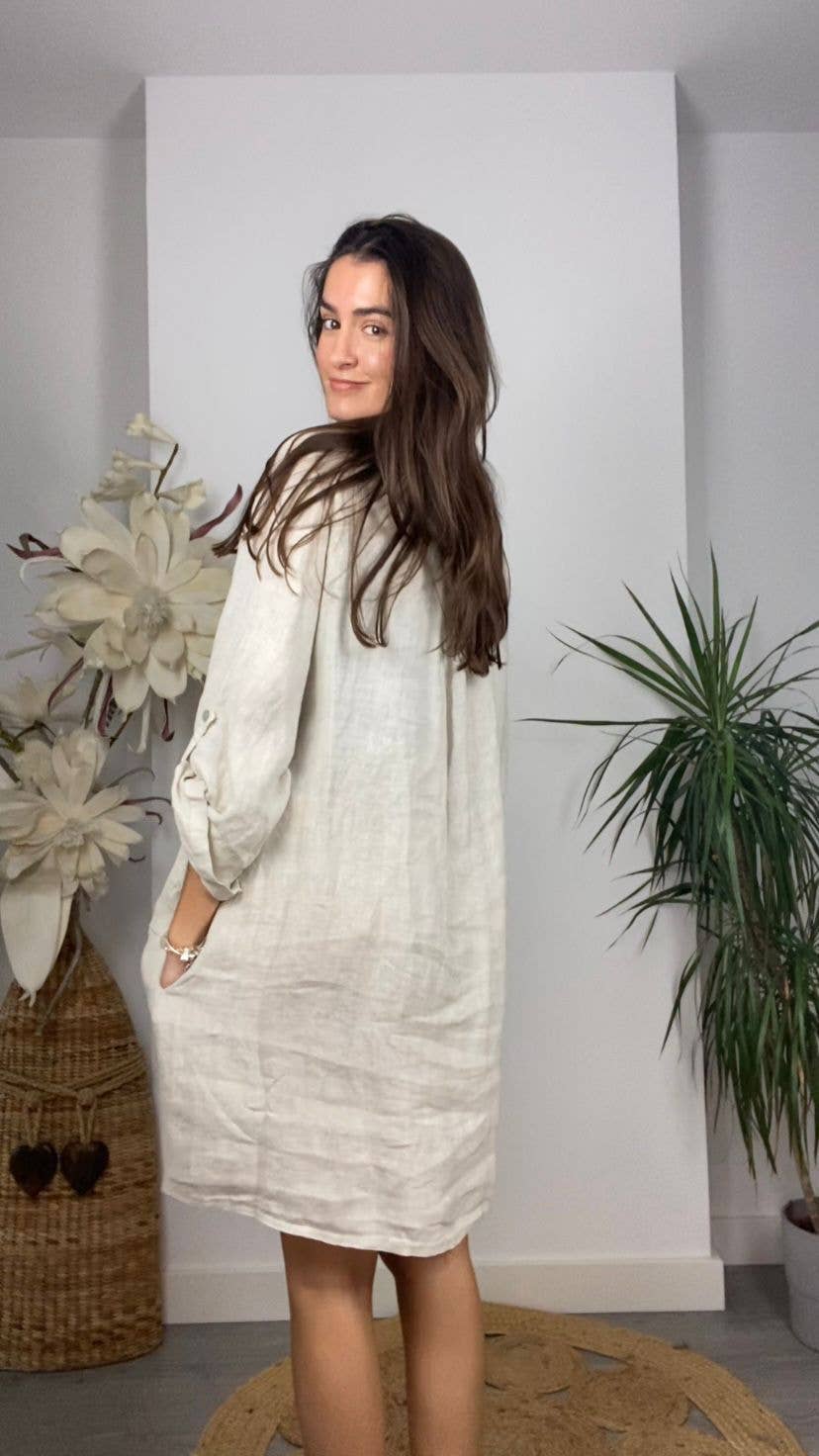REF 89075 100% LINEN SHORT T-SHIRT: BLANK