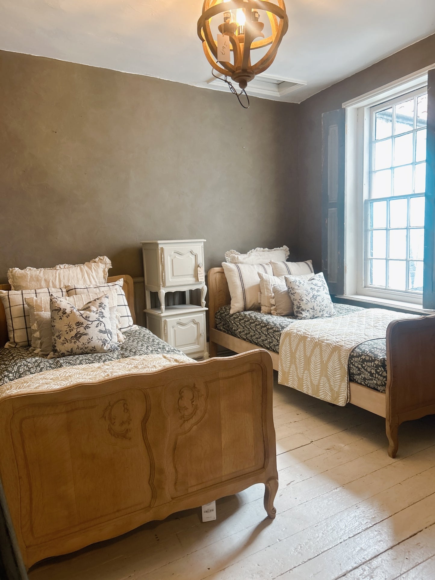 Pair of French sandblasted Single beds