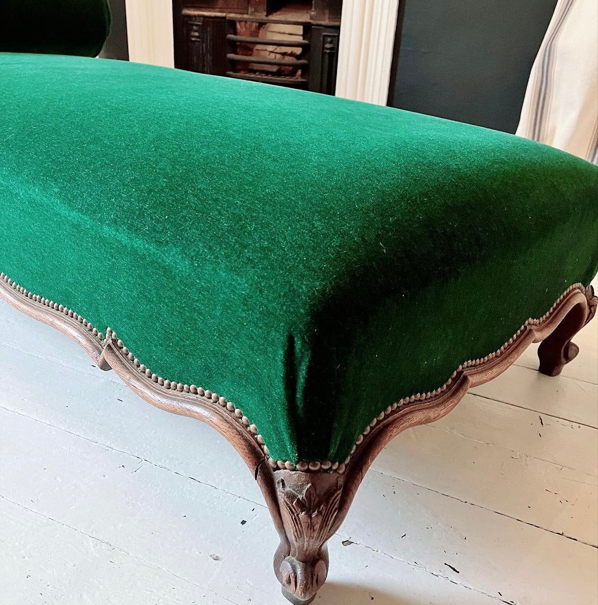 Oak Green velvet Chaise SALE