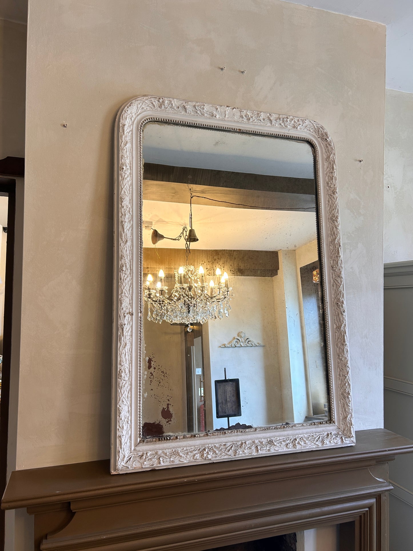 Antique French foxed mirror