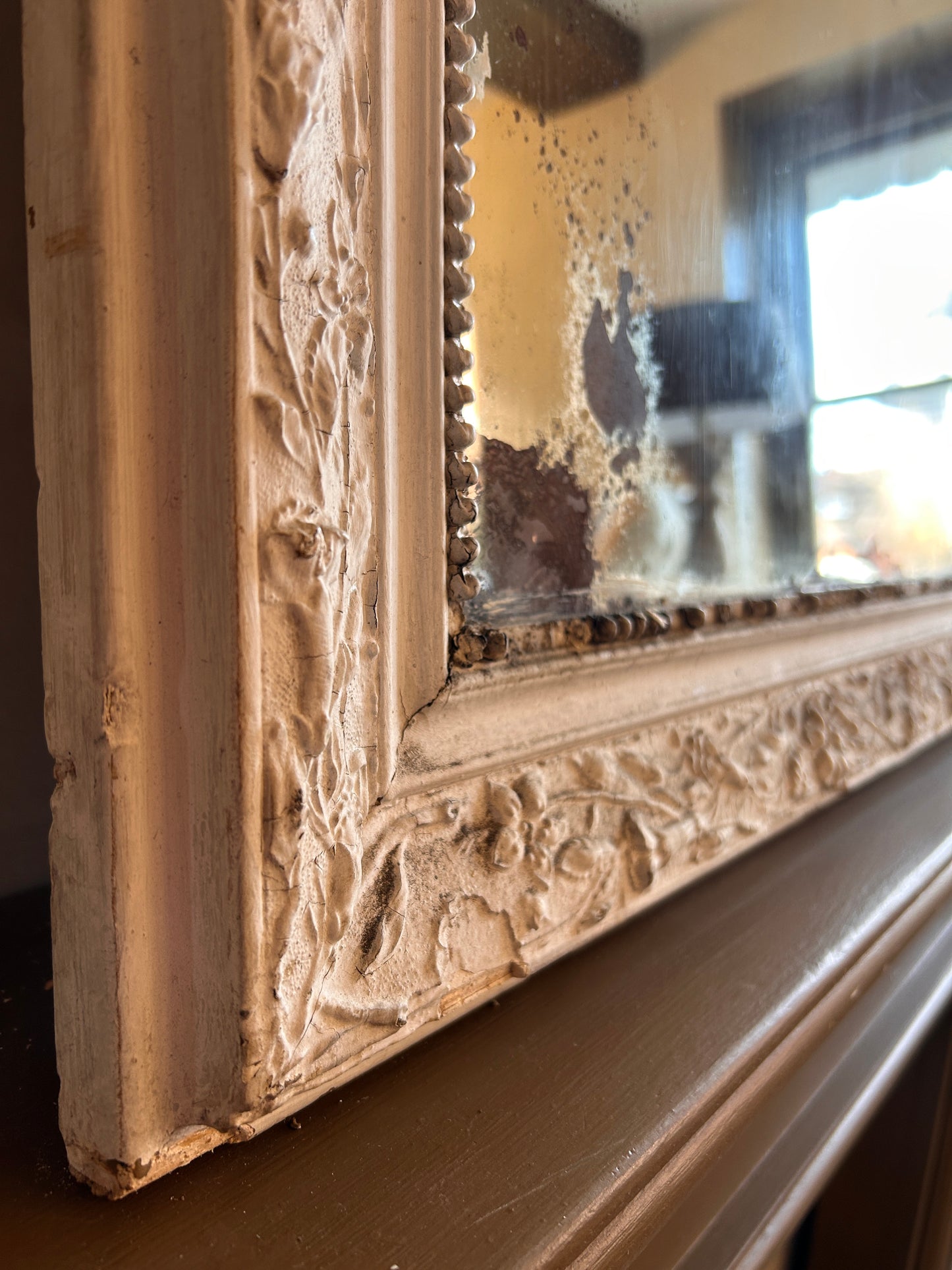 Antique French foxed mirror