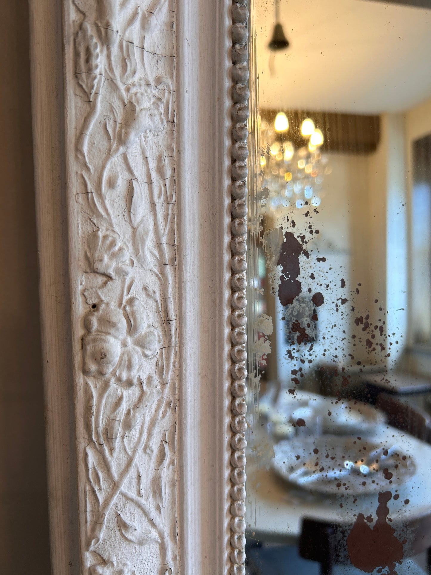 Antique French foxed mirror