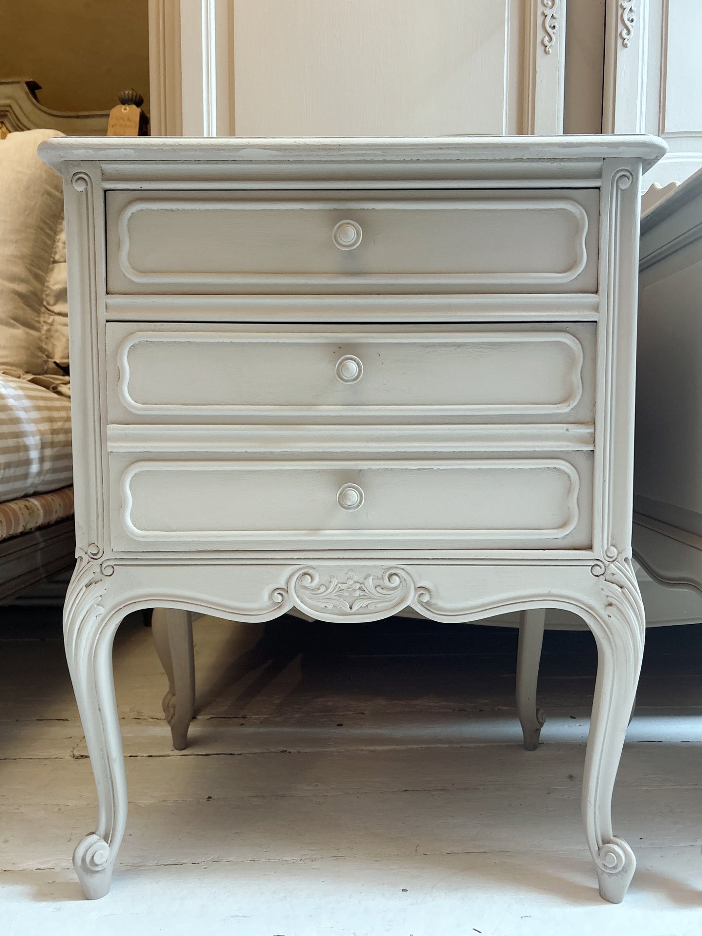 Pair of painted french Louis bedsides- Artisan Tan
