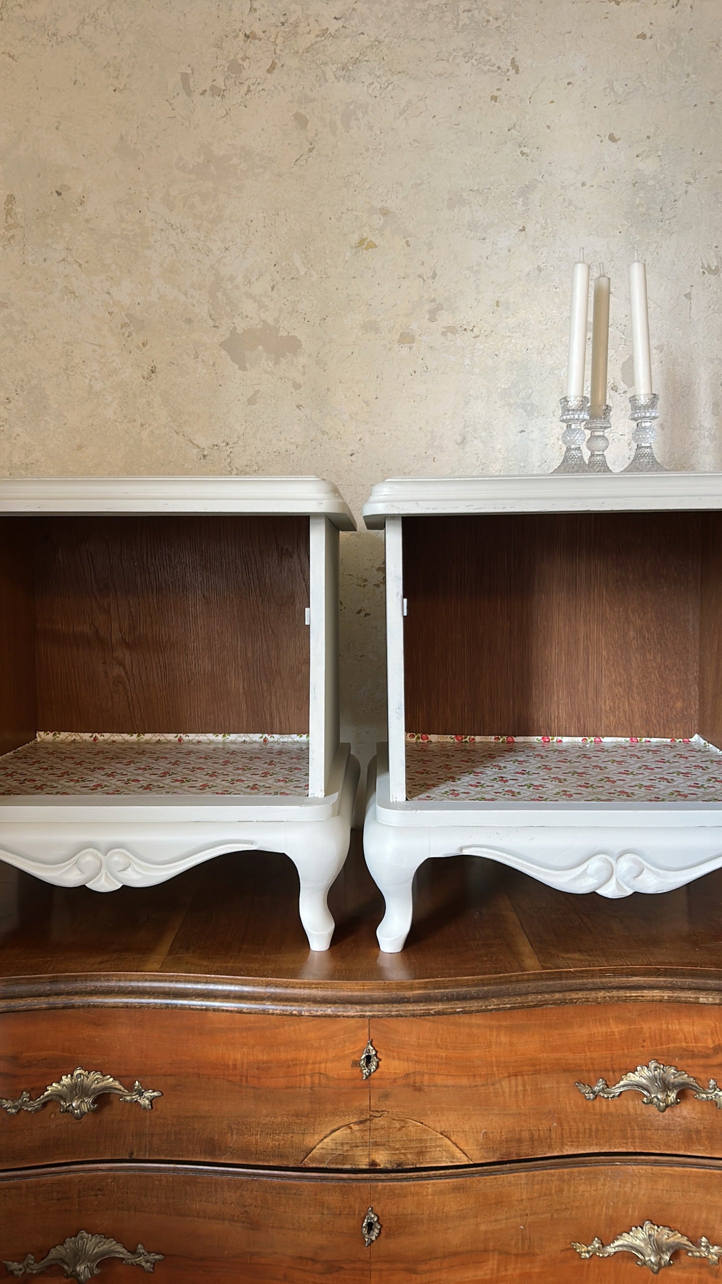 Pair of painted French bedside tables