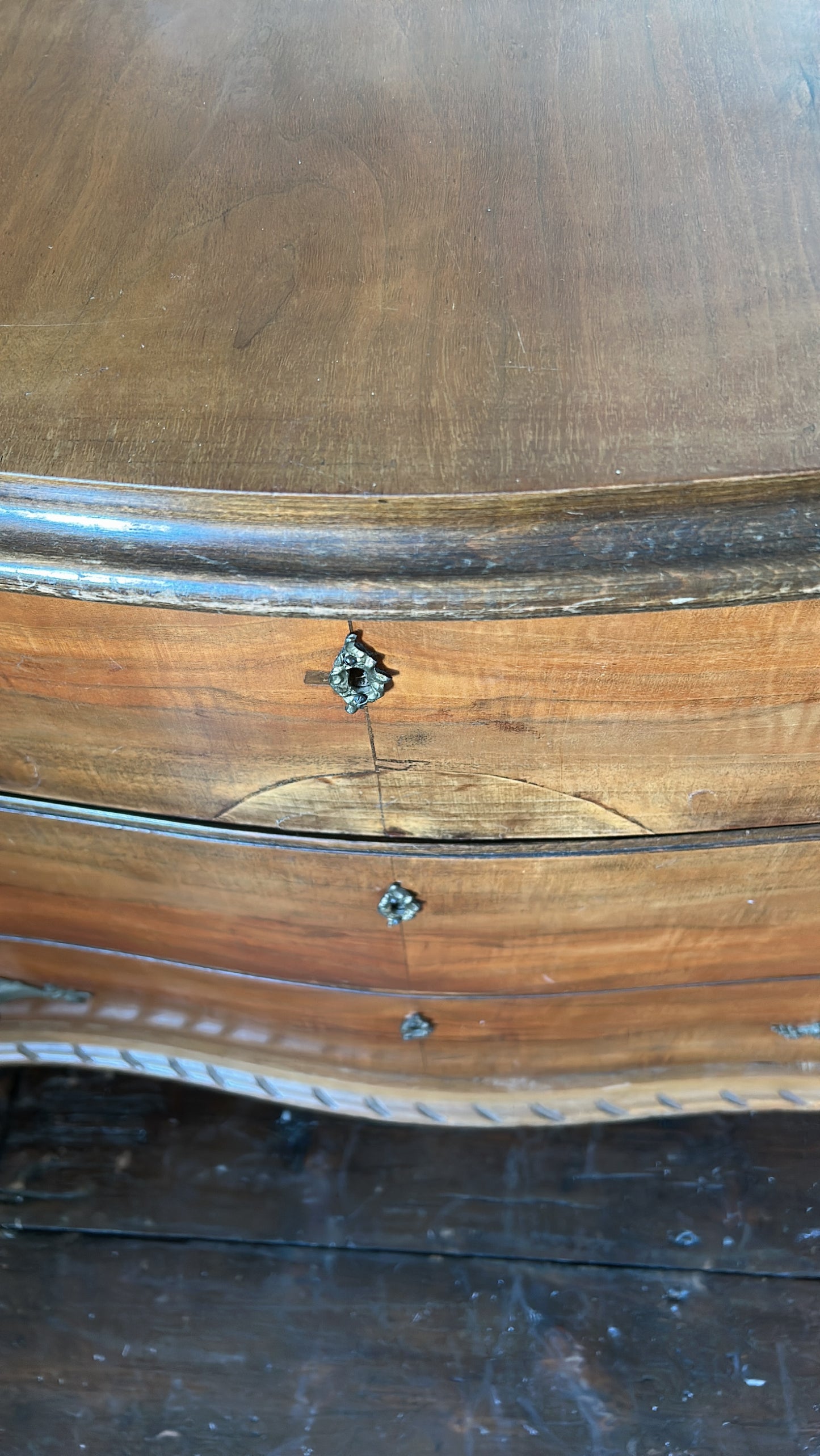 Antique French serpentine chest of drawers