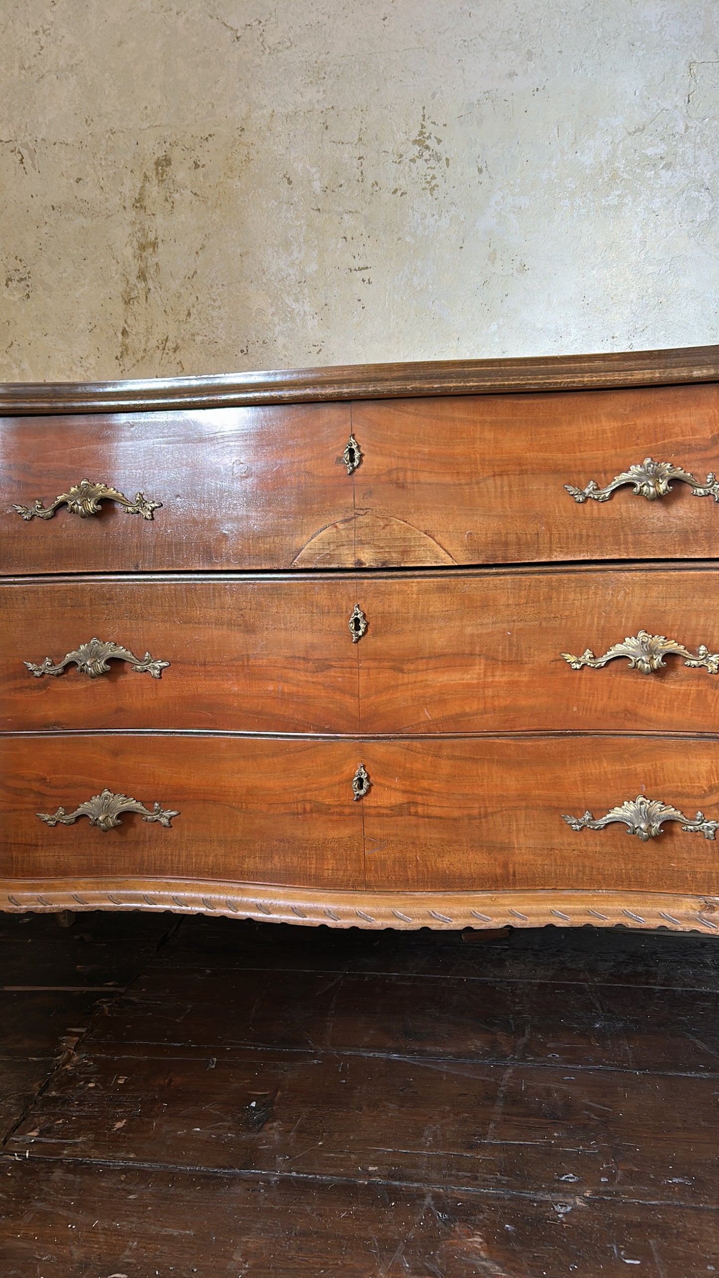 Antique French serpentine chest of drawers