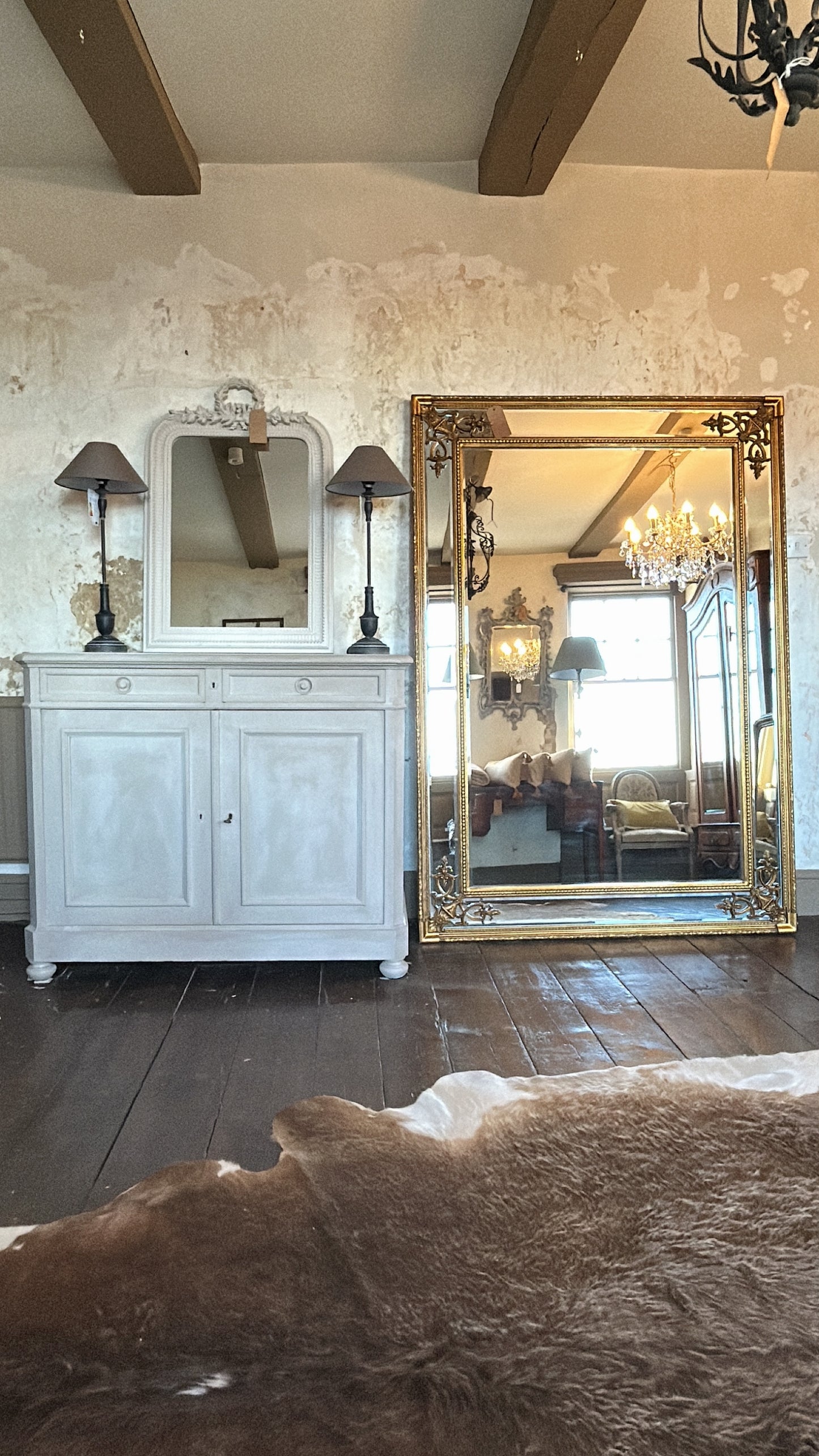 Antique French Empire Cabinet - Fresco painted