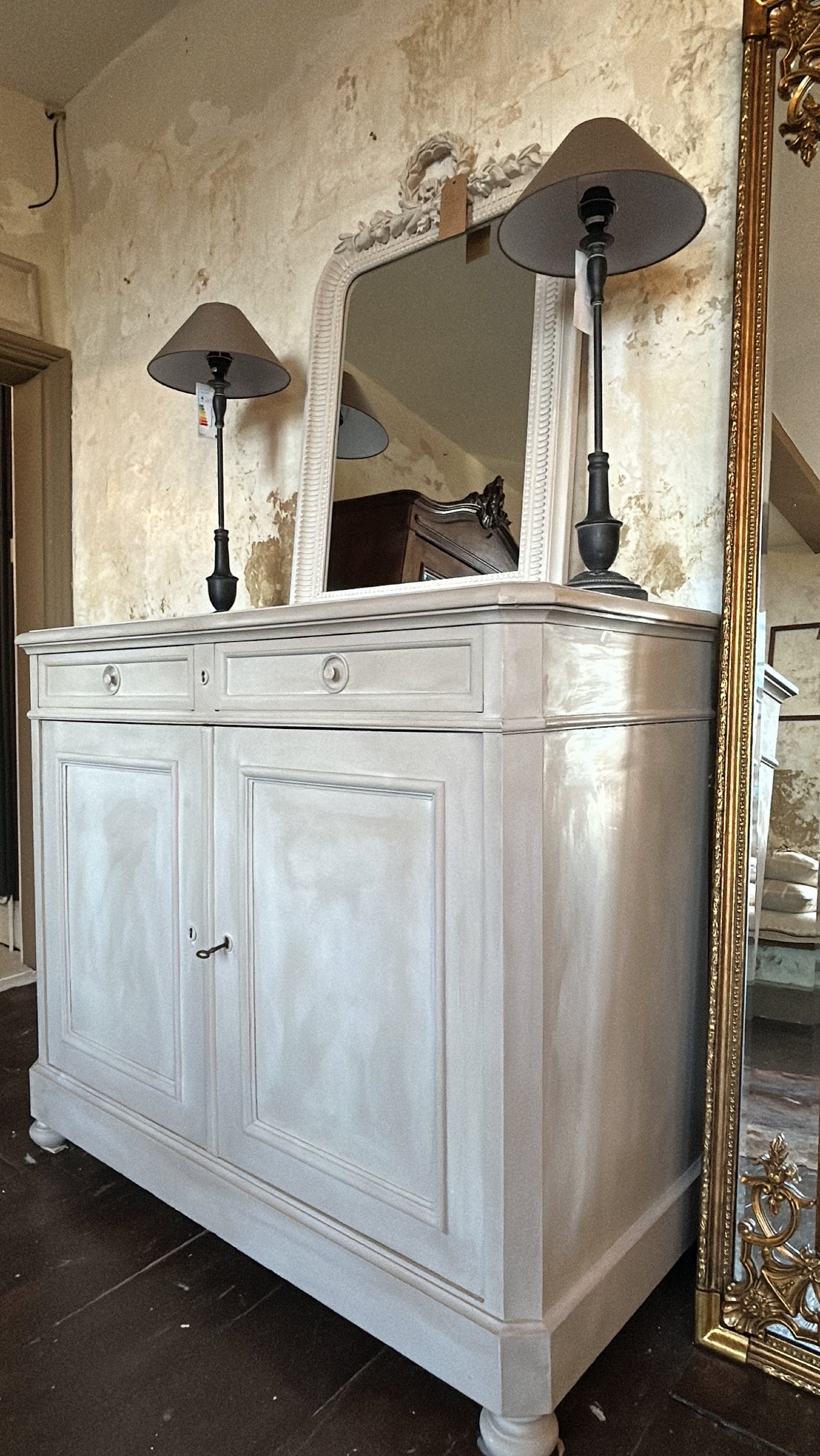 Antique French Empire Cabinet - Fresco painted