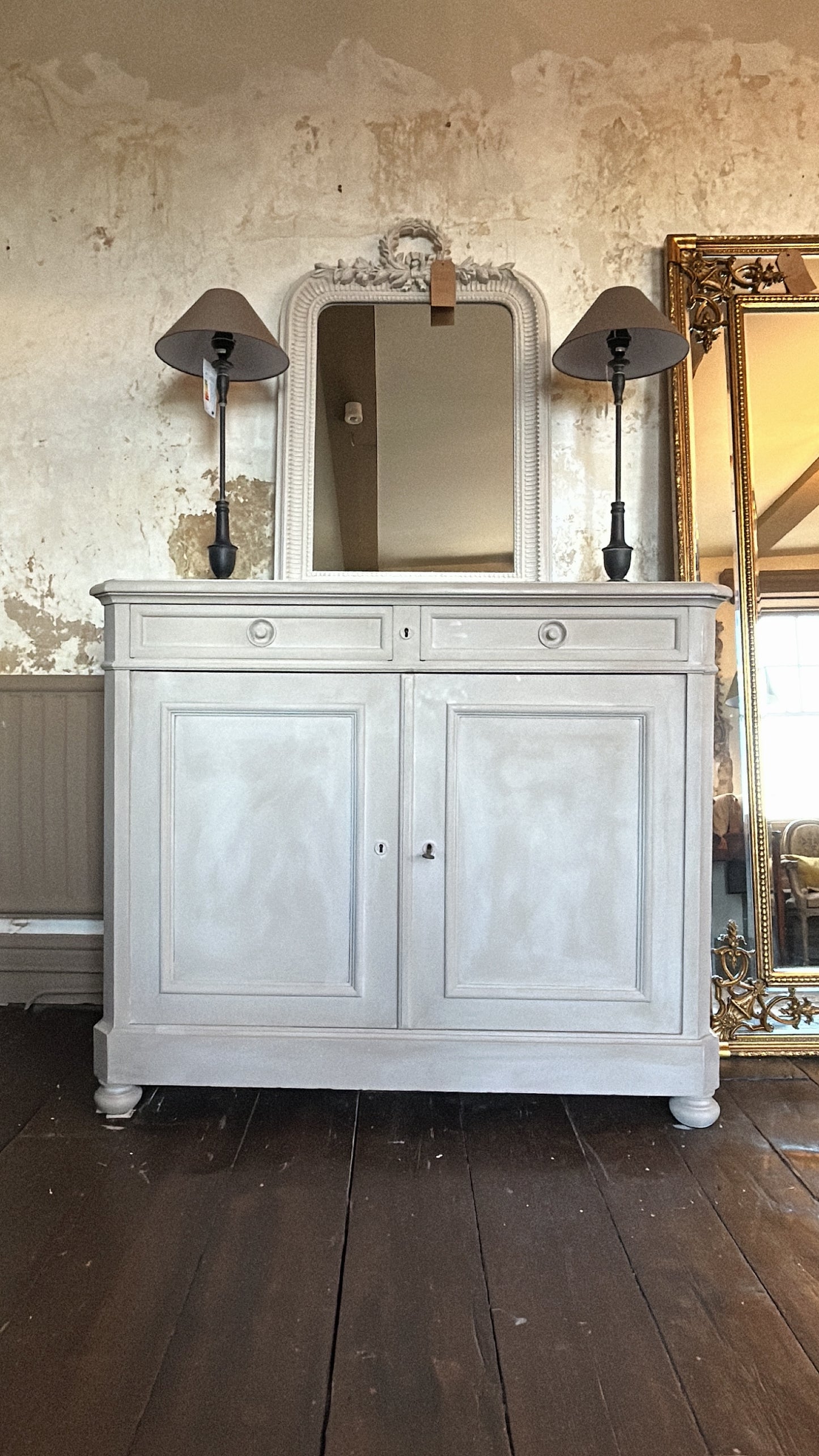 Antique French Empire Cabinet - Fresco painted