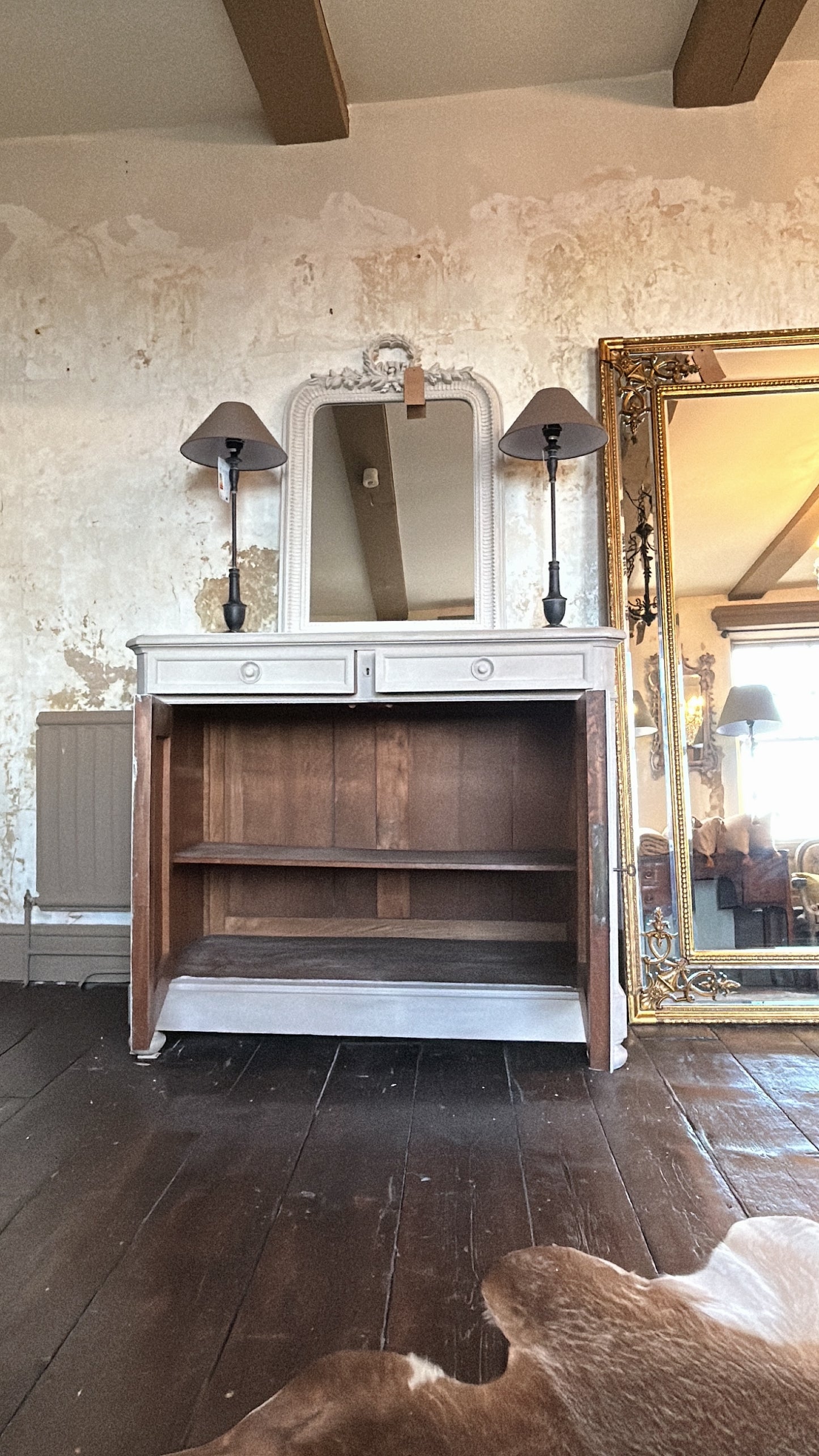 Antique French Empire Cabinet - Fresco painted