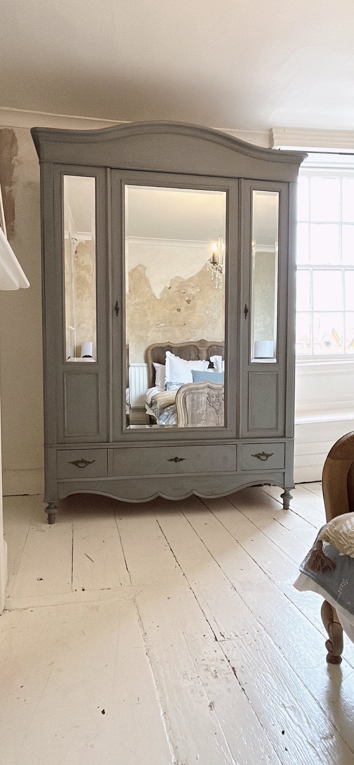 French antique painted armoire - wardrobe