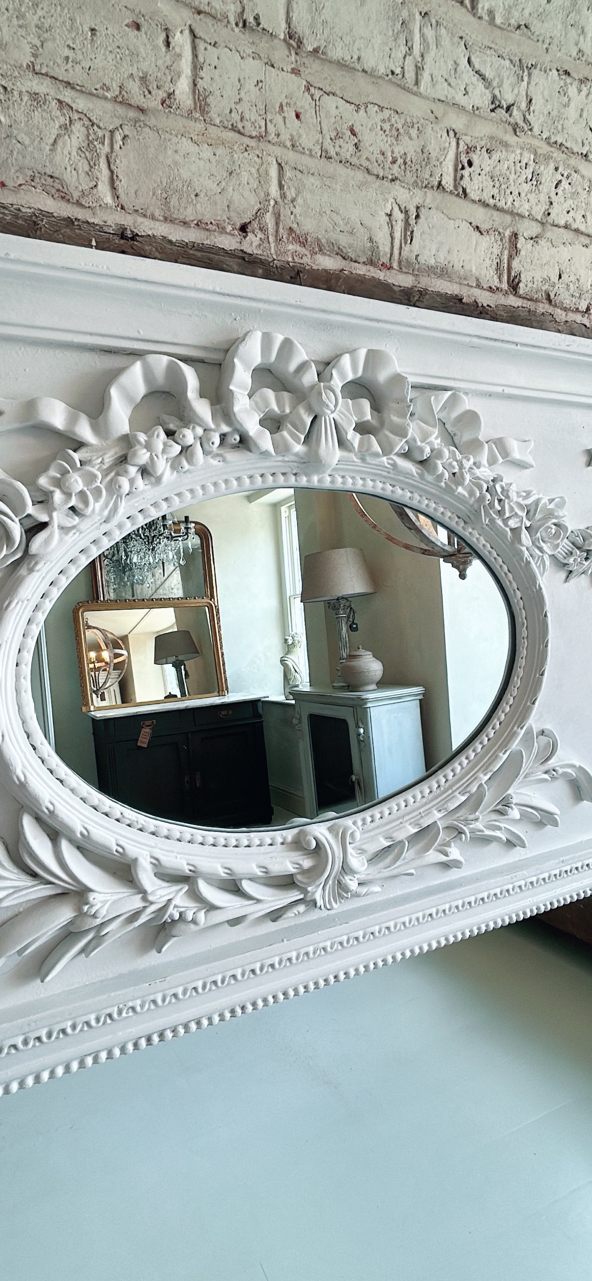 Large white painted mirror